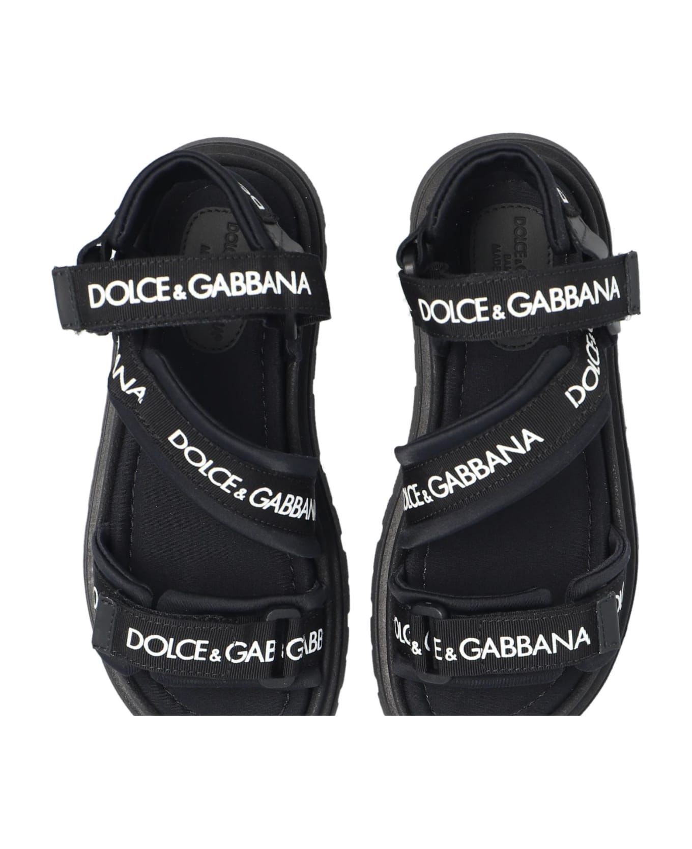 Dolce & Gabbana Kids Sandals With Logo - Black