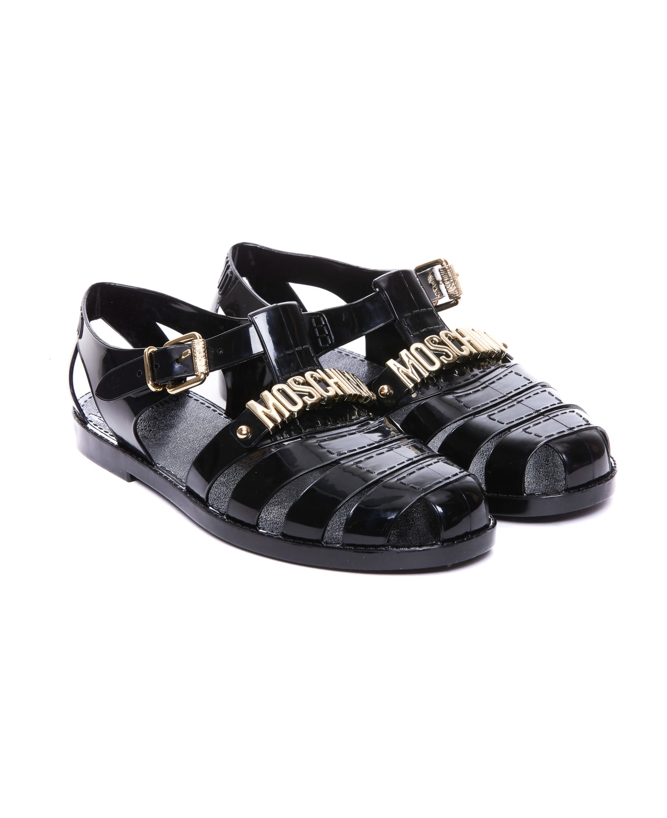 Moschino Lettering Logo Sandals - Black その他各種シューズ