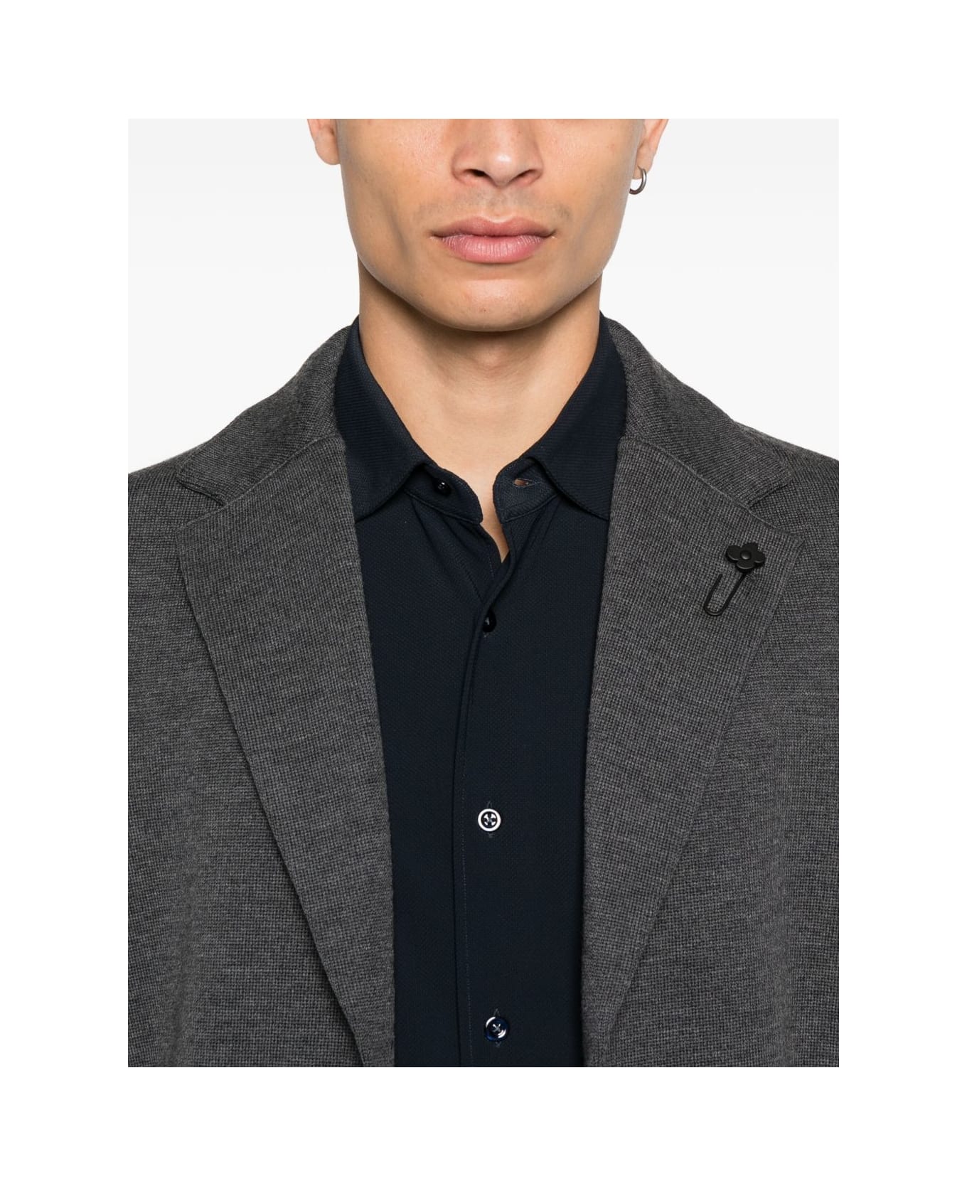 Lardini Grey Wool Sweater Jacket - Grey