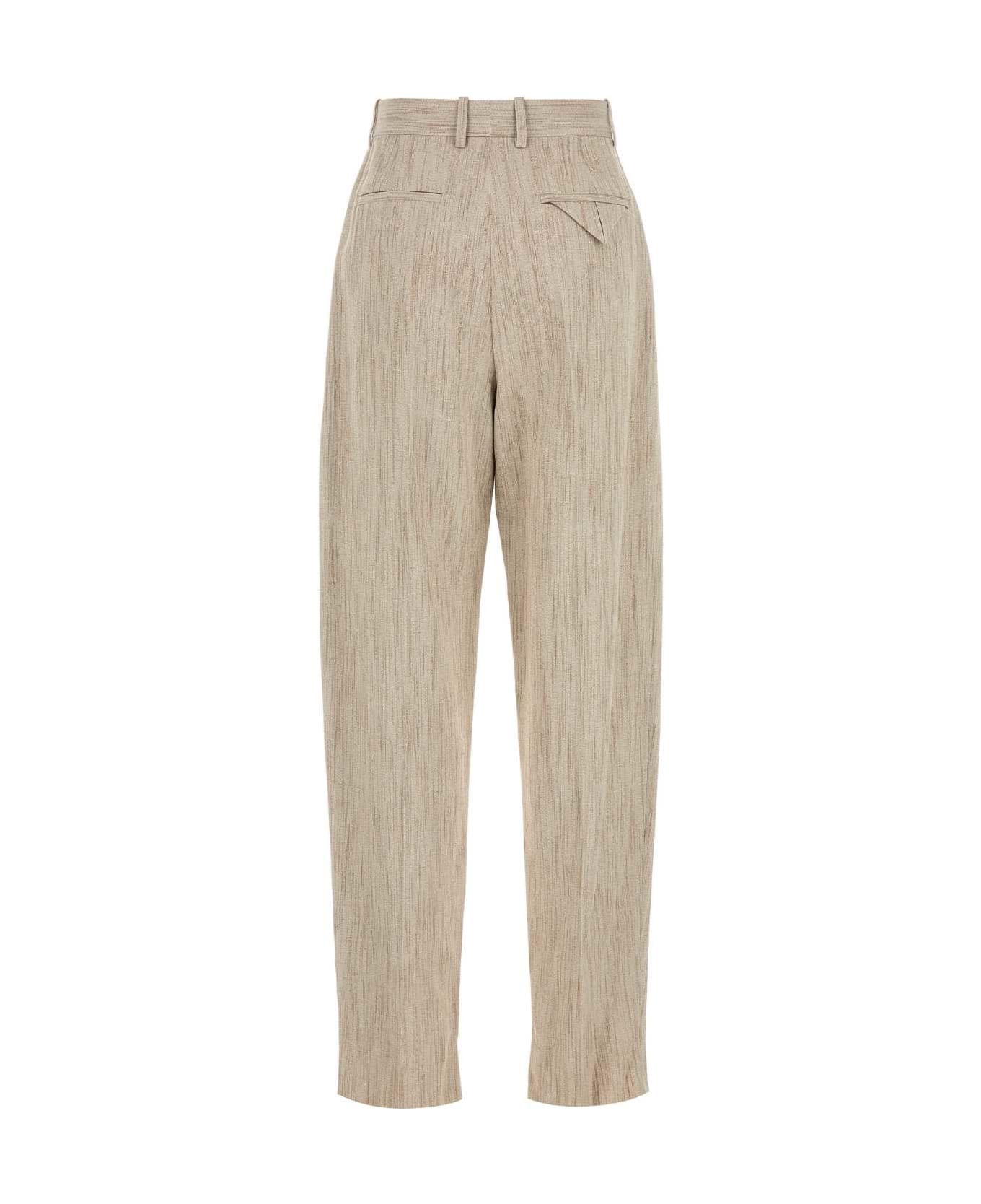 Bottega Veneta Melange Beige Viscosa Blend Pant - GREYPUTTY