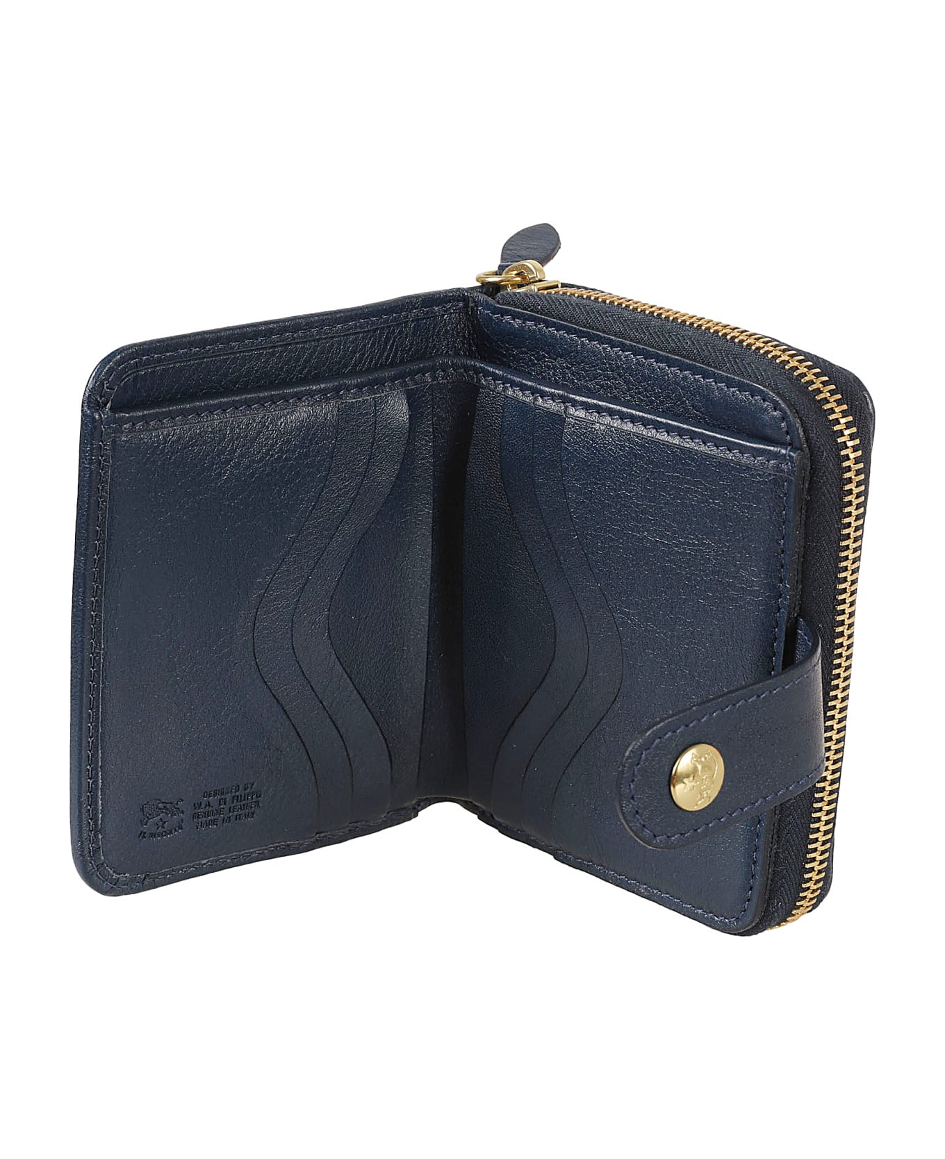 Il Bisonte Zip-around Logo Stamp Medium Wallet - Blue