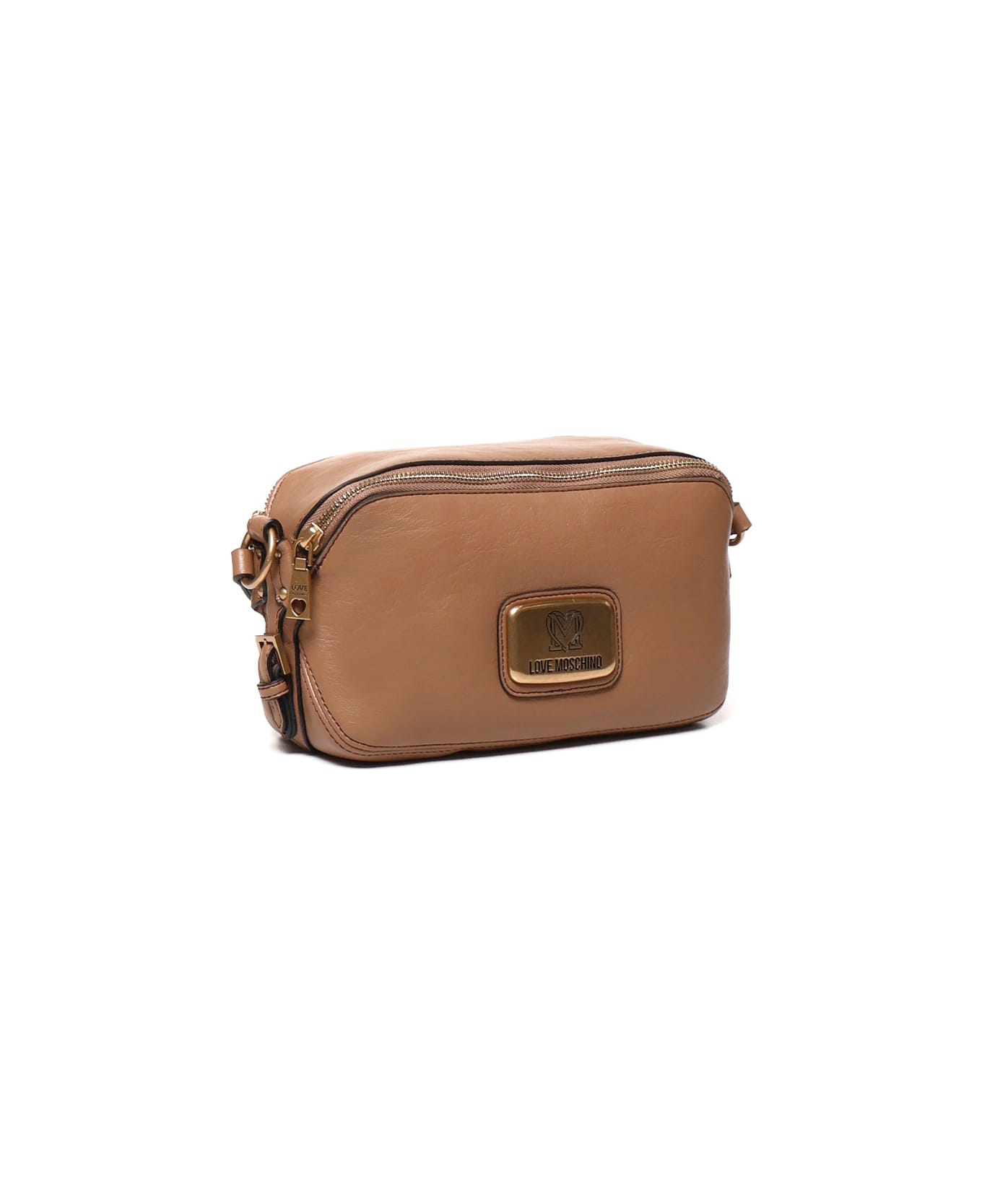 Love Moschino Camera Bag Soft In Leather - CHESTNUT