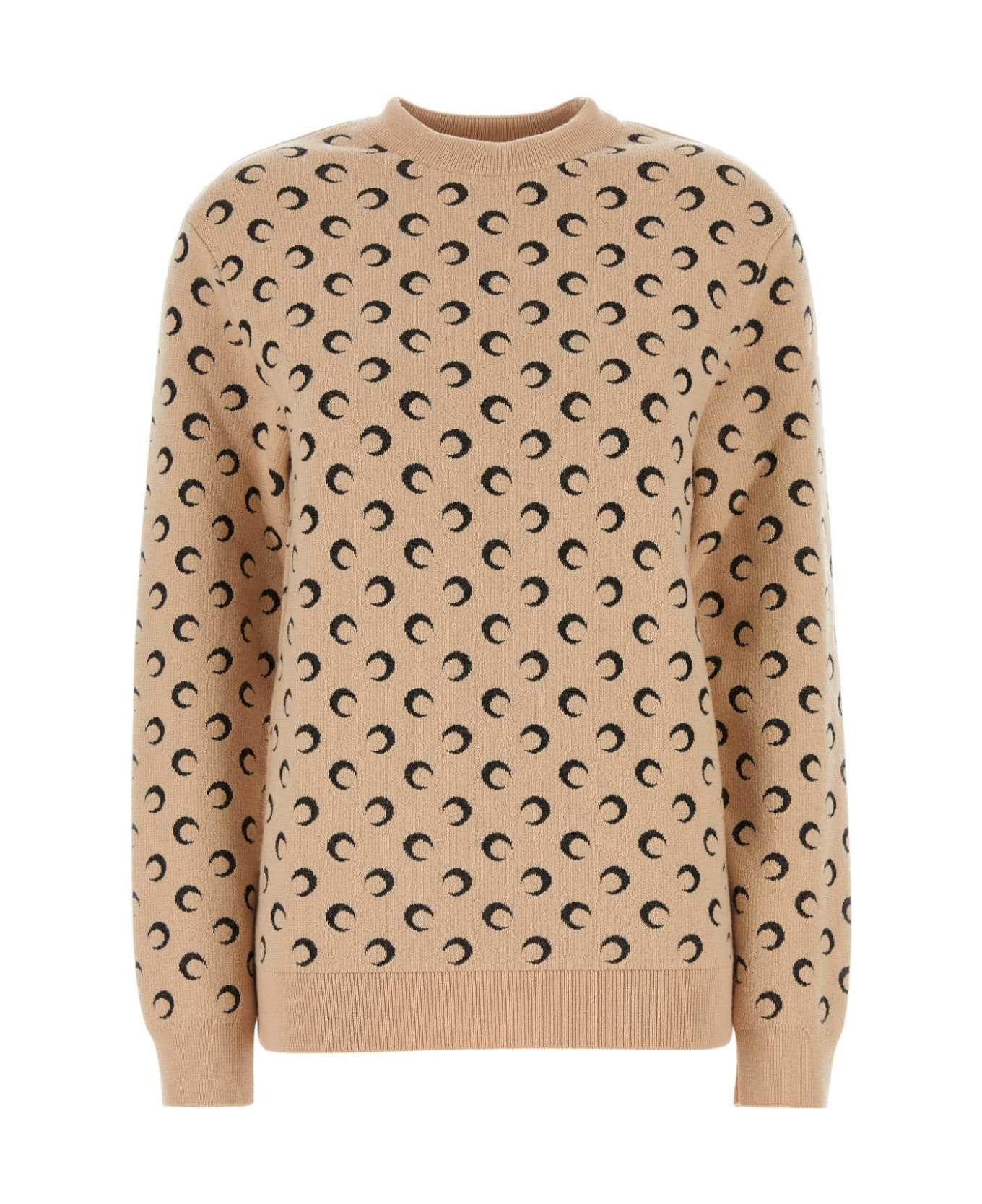 Marine Serre Embroidered Wool Sweater - TAN