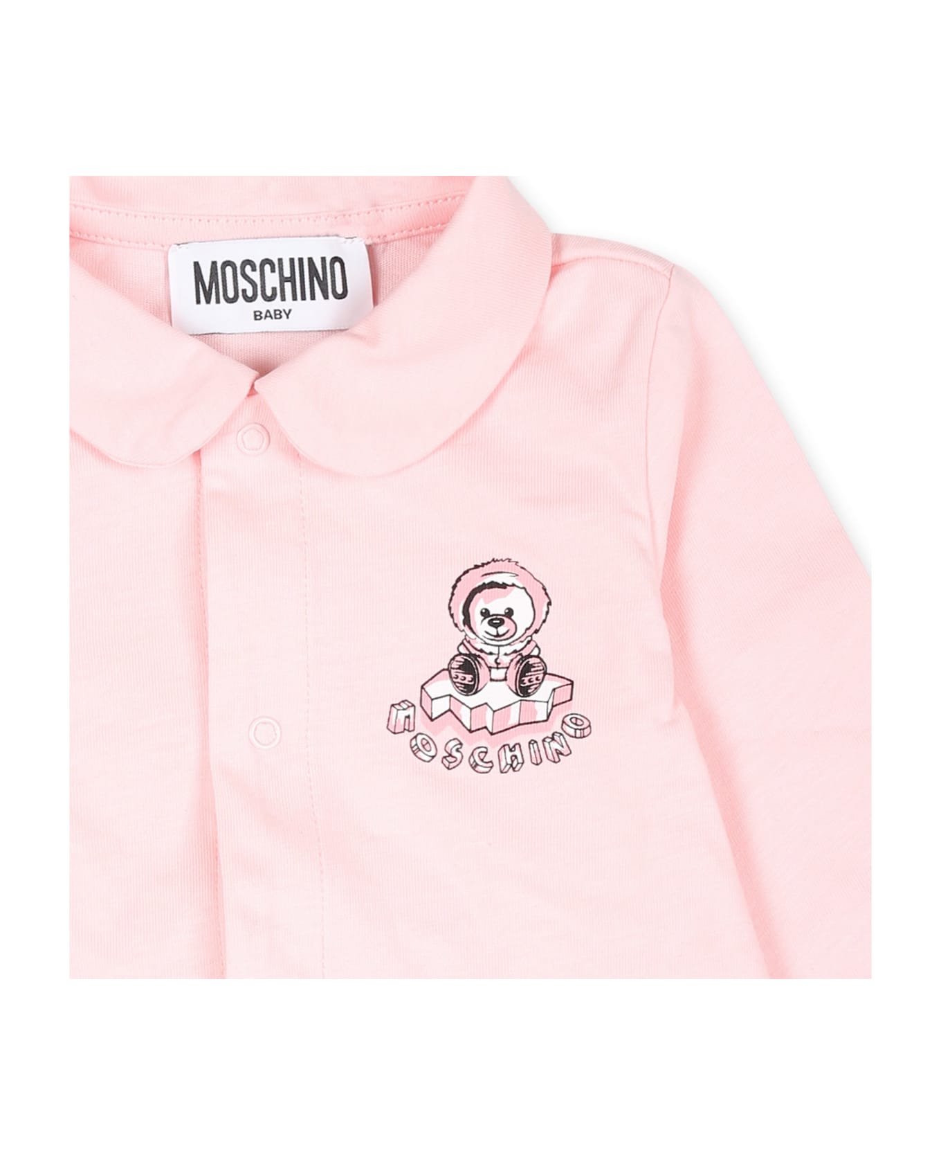 Moschino Pink Babygrow For Baby Girl With Teddy Bear - Pink