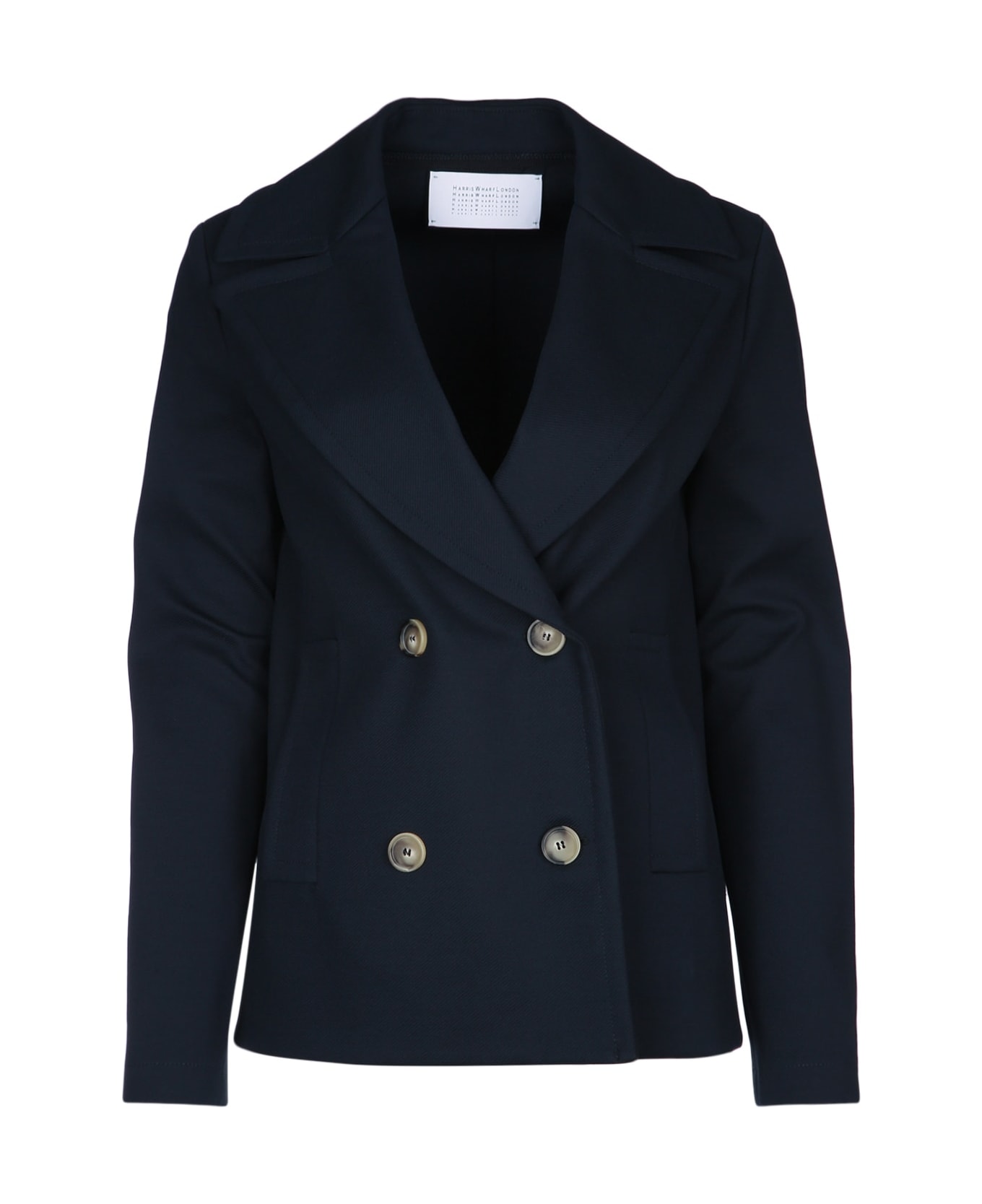 Harris Wharf London Women Peacoat Diagonal Crafted With Loro Piana Fab - NAVYBLUE