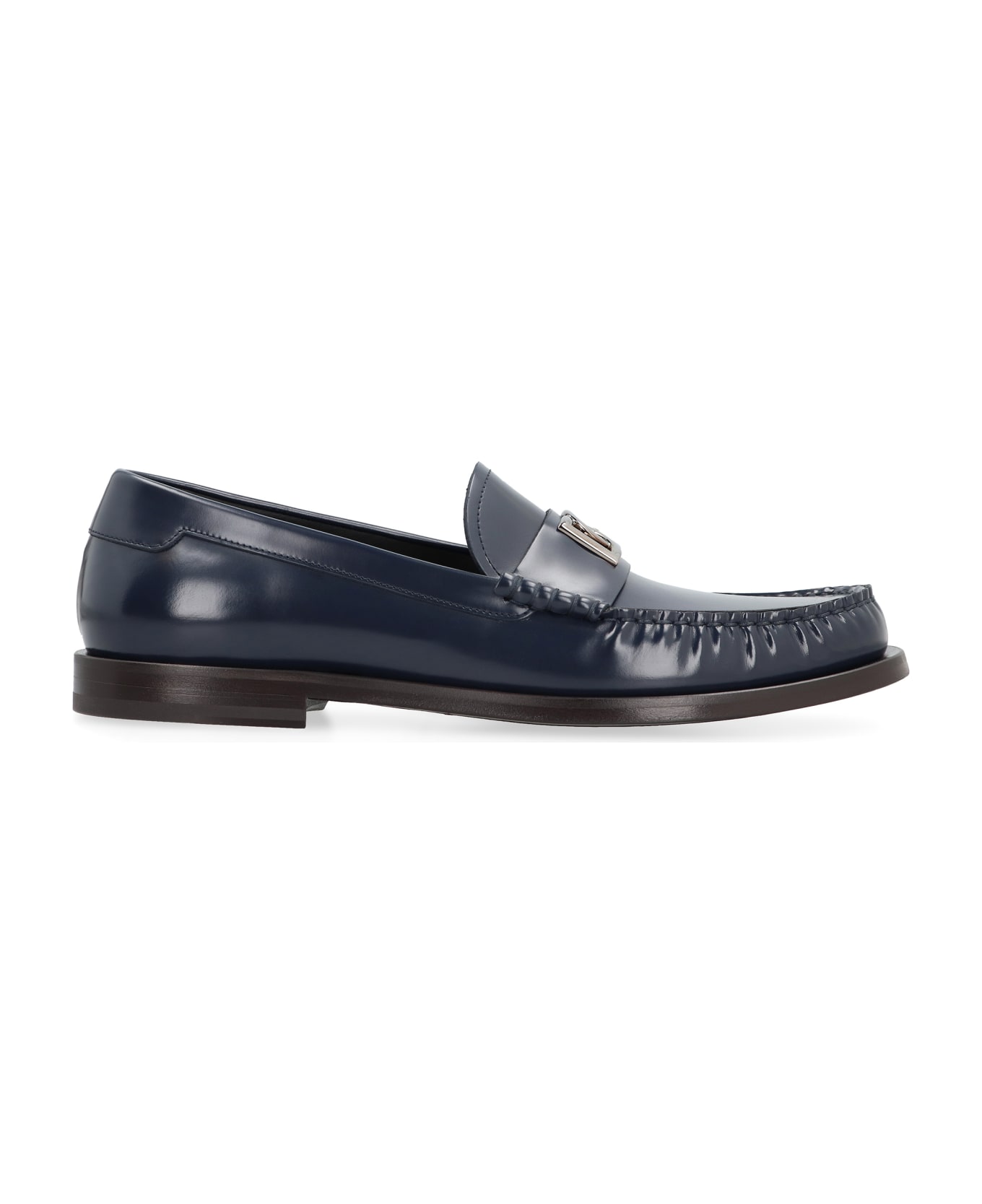 Dolce & Gabbana Logo Detail Leather Loafers - blue