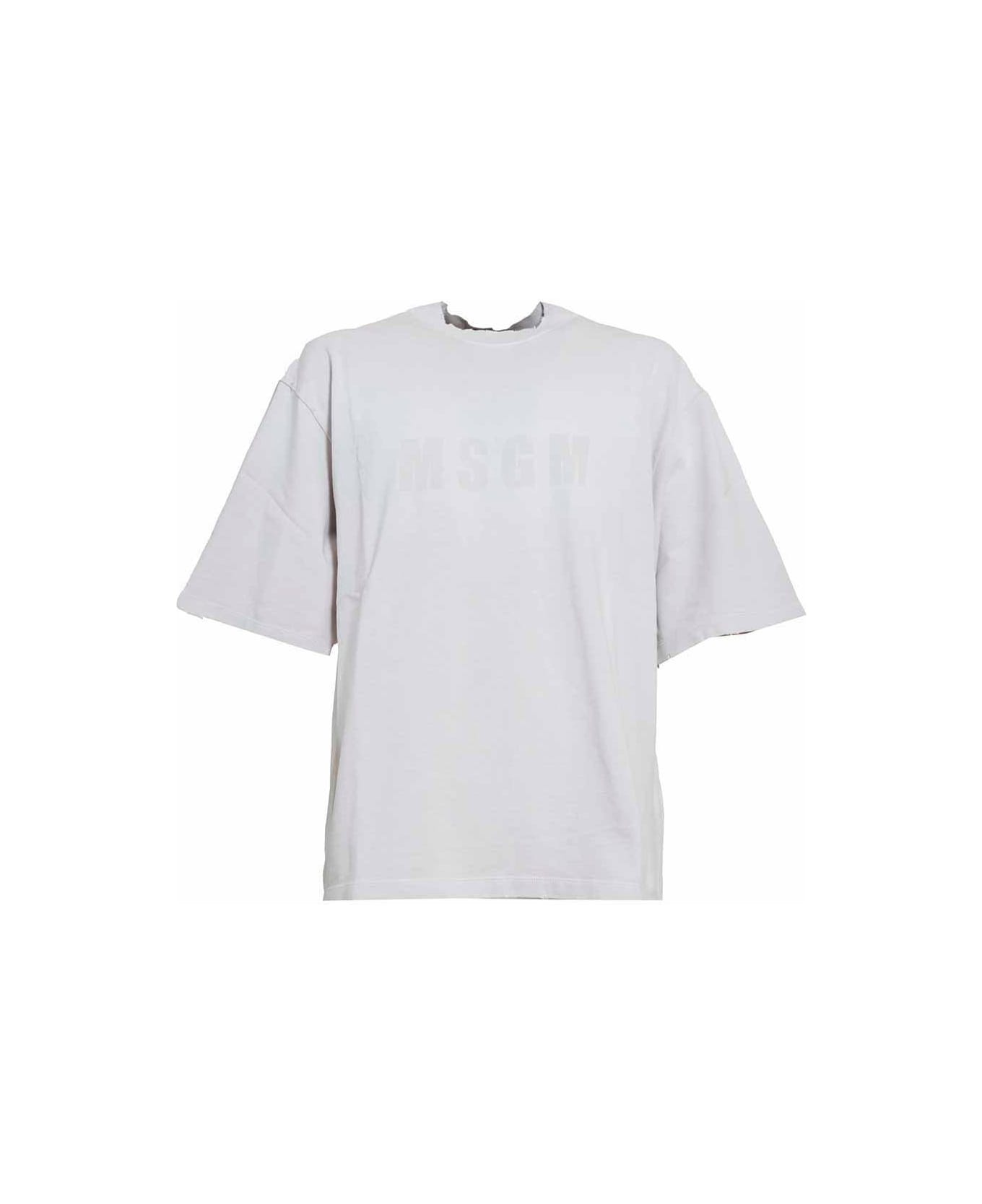 MSGM Raw-cut Drop Shoulder T-shirt - Sabbia