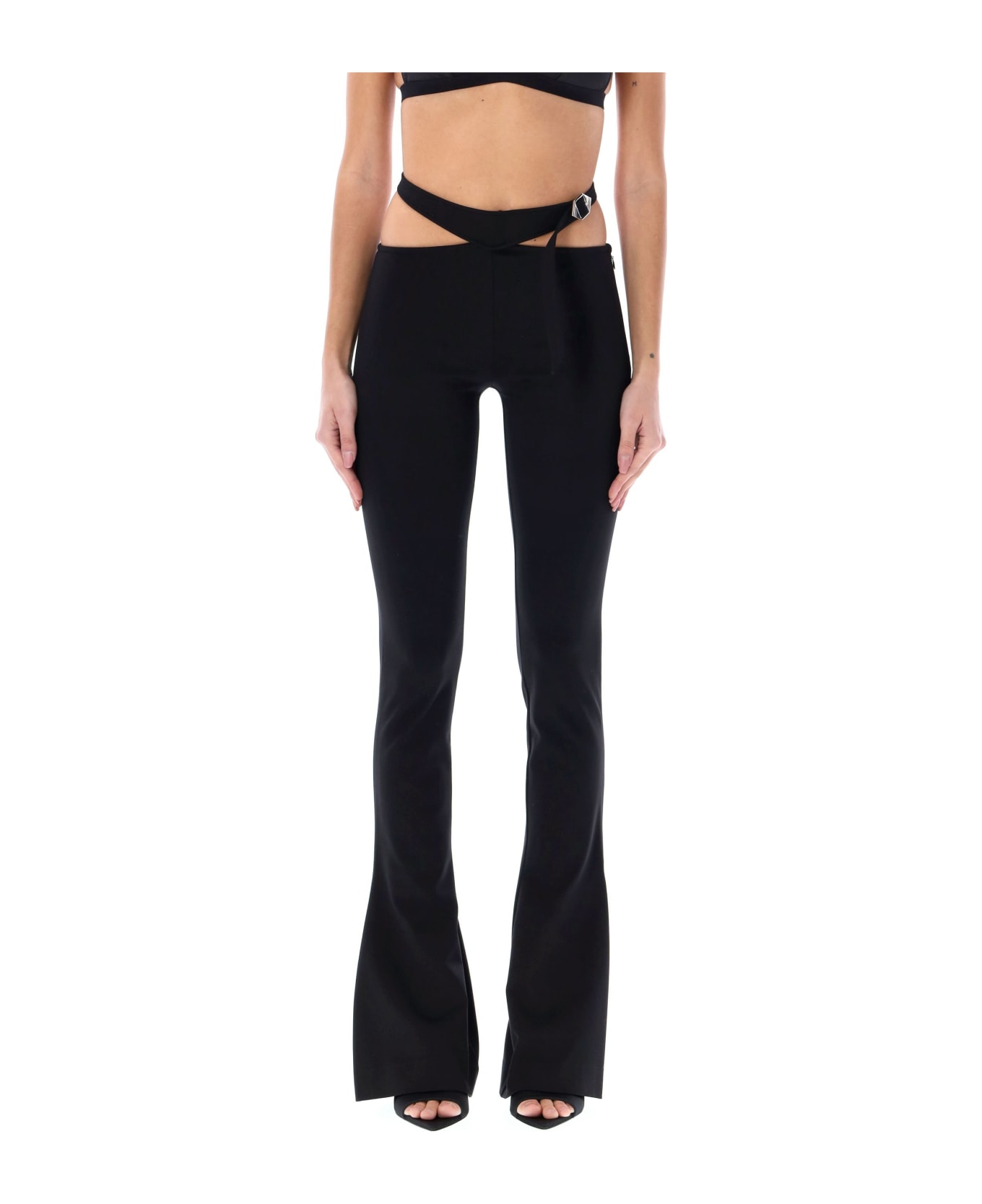The Attico Belted Long Pants - BLACK