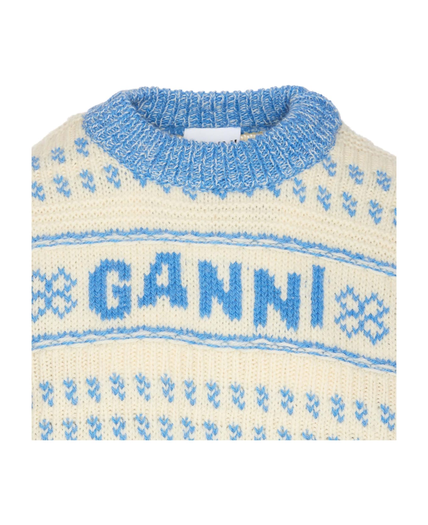 Ganni Graphic Knitted Sweater - White ニットウェア