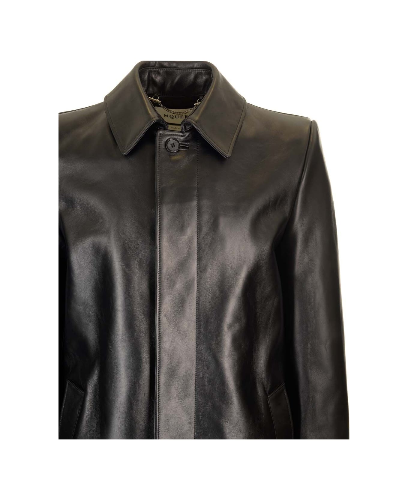 Alexander McQueen Leather Raincoat - Black