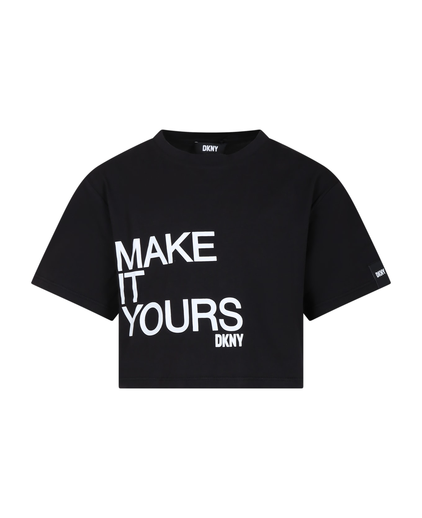 DKNY Black T-shirt For Girl With Logo - Black