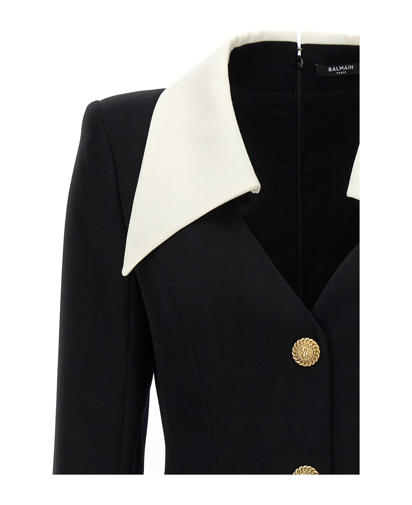Balmain Gold Button Dress - Eab Noir Blanc コート