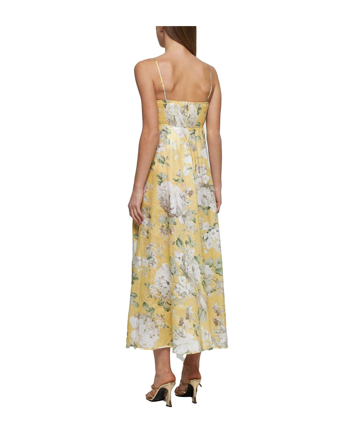 Zimmermann Acacia Floral Printed Midi Dress - Yellow