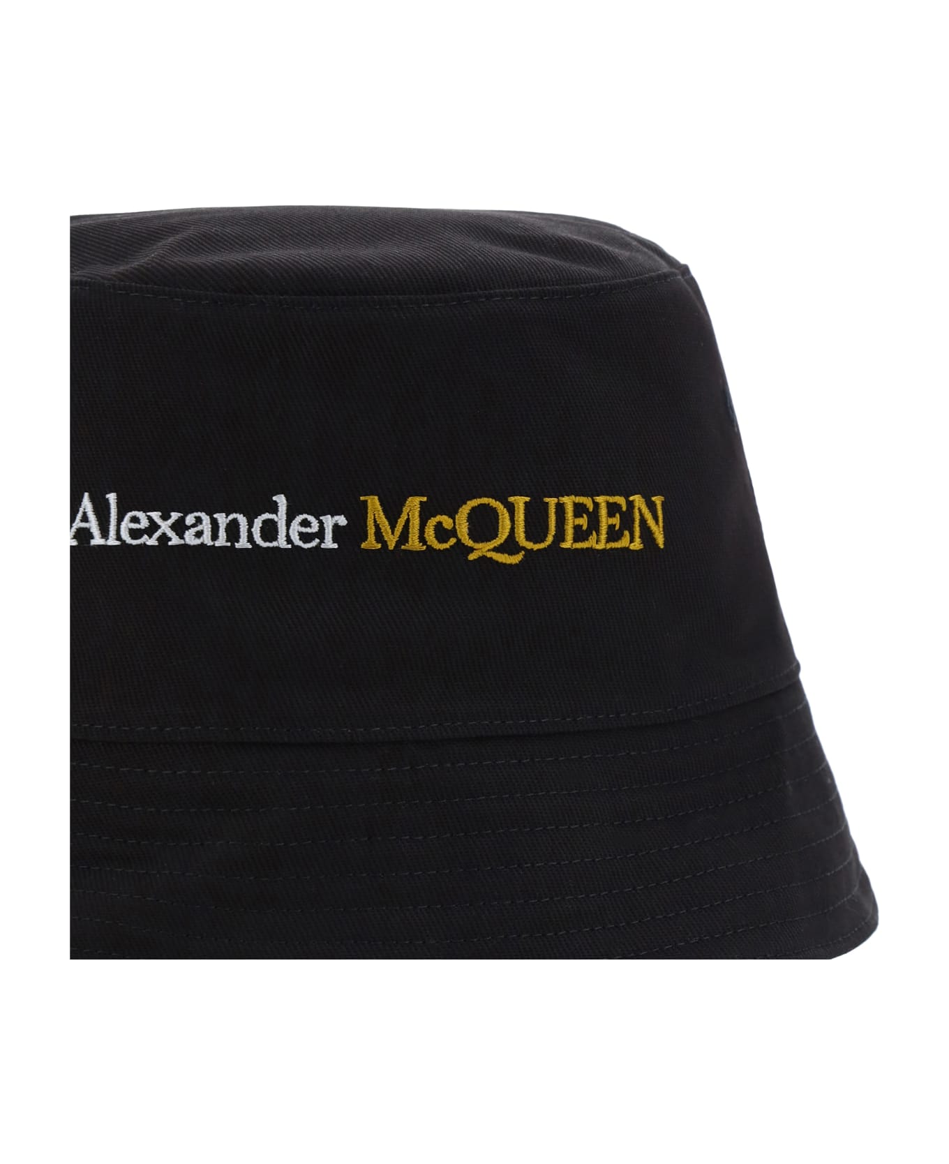 Alexander McQueen Bucket Hat With Logo - Black/gold 帽子