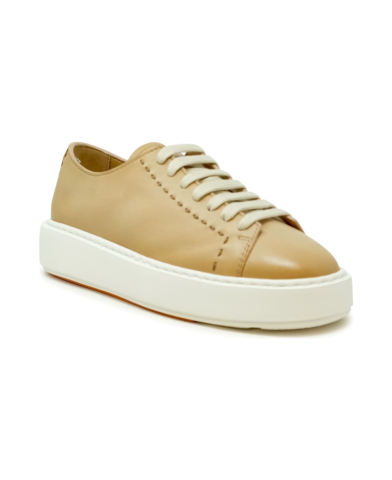 Santoni Brown Leather Sneaker - BROWN