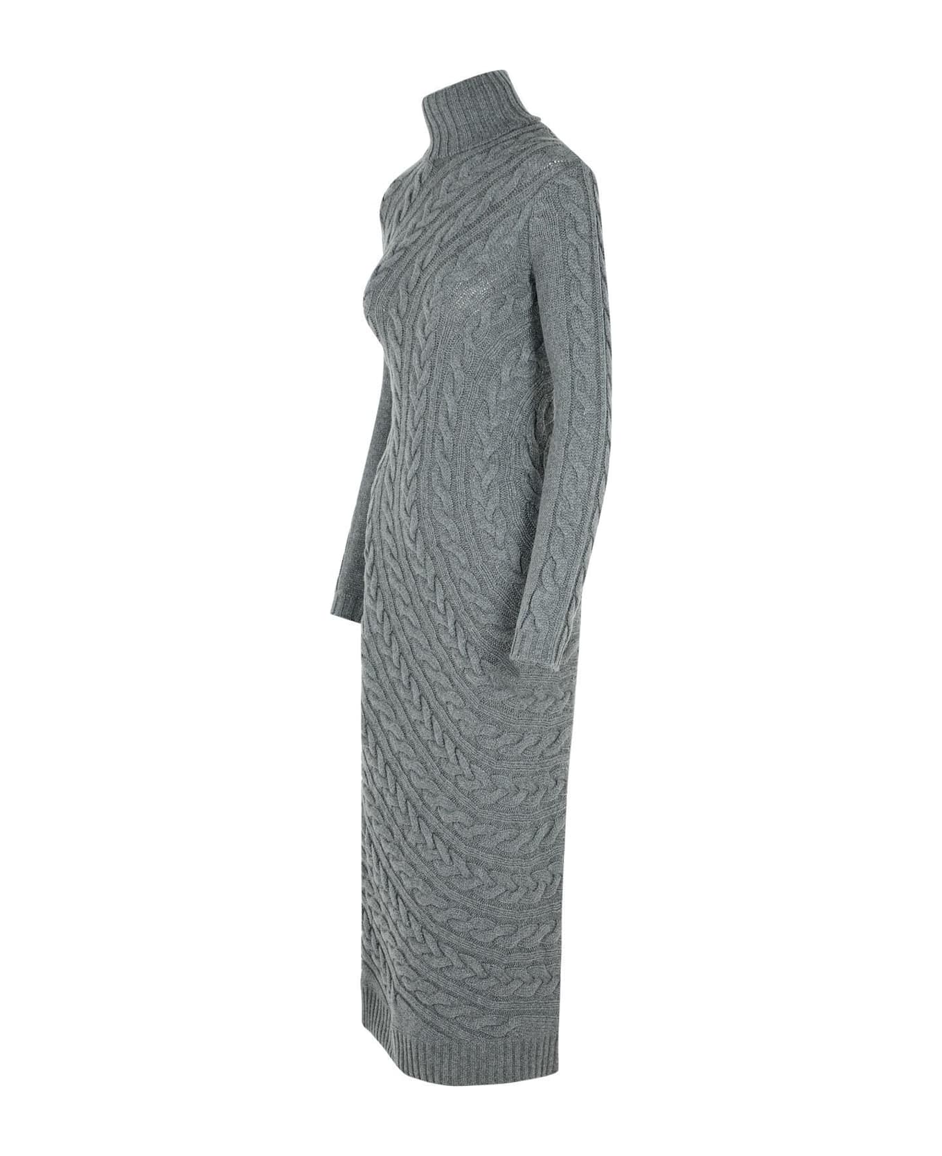 Max Mara Curved Ribbed Turtleneck Maxi Dress - Grigio ワンピース＆ドレス