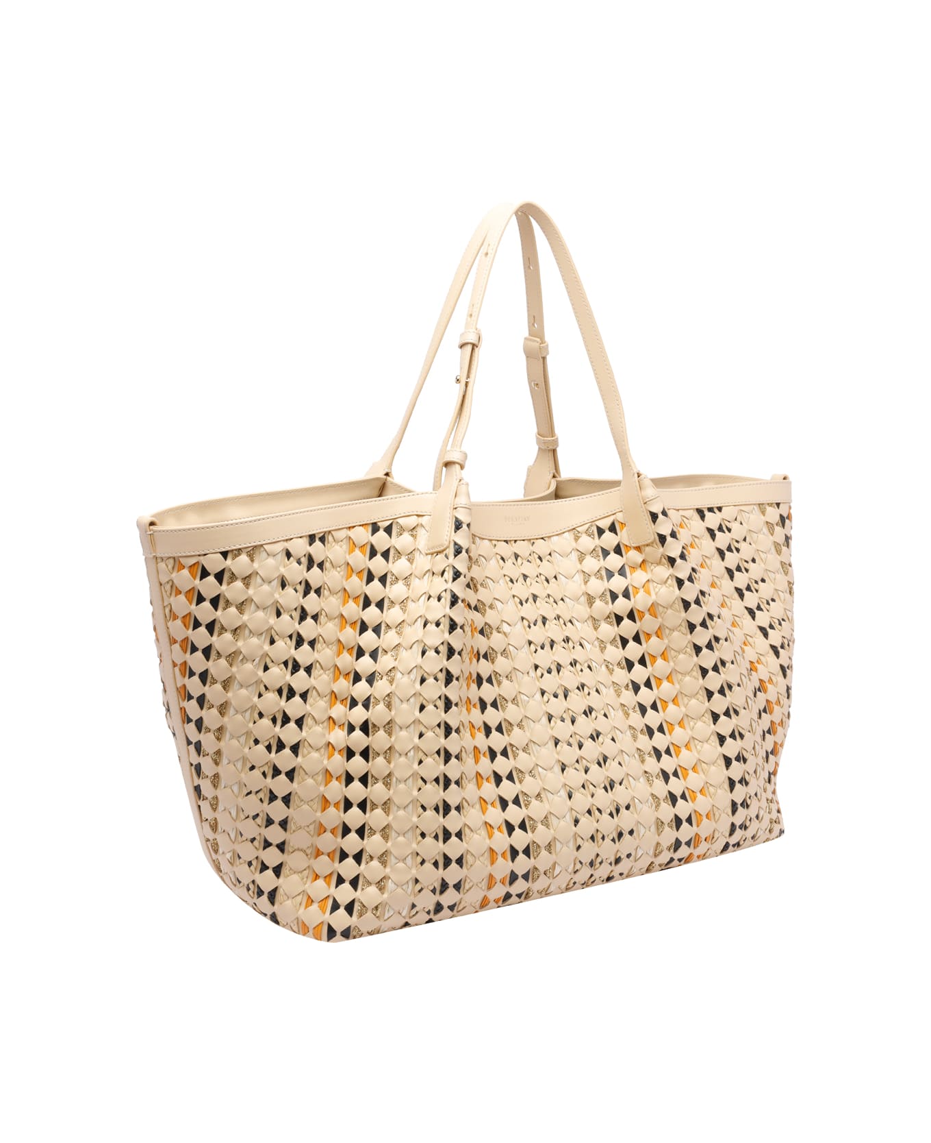 Serapian Maxi Mosaico Secret Tote Bag - Beige