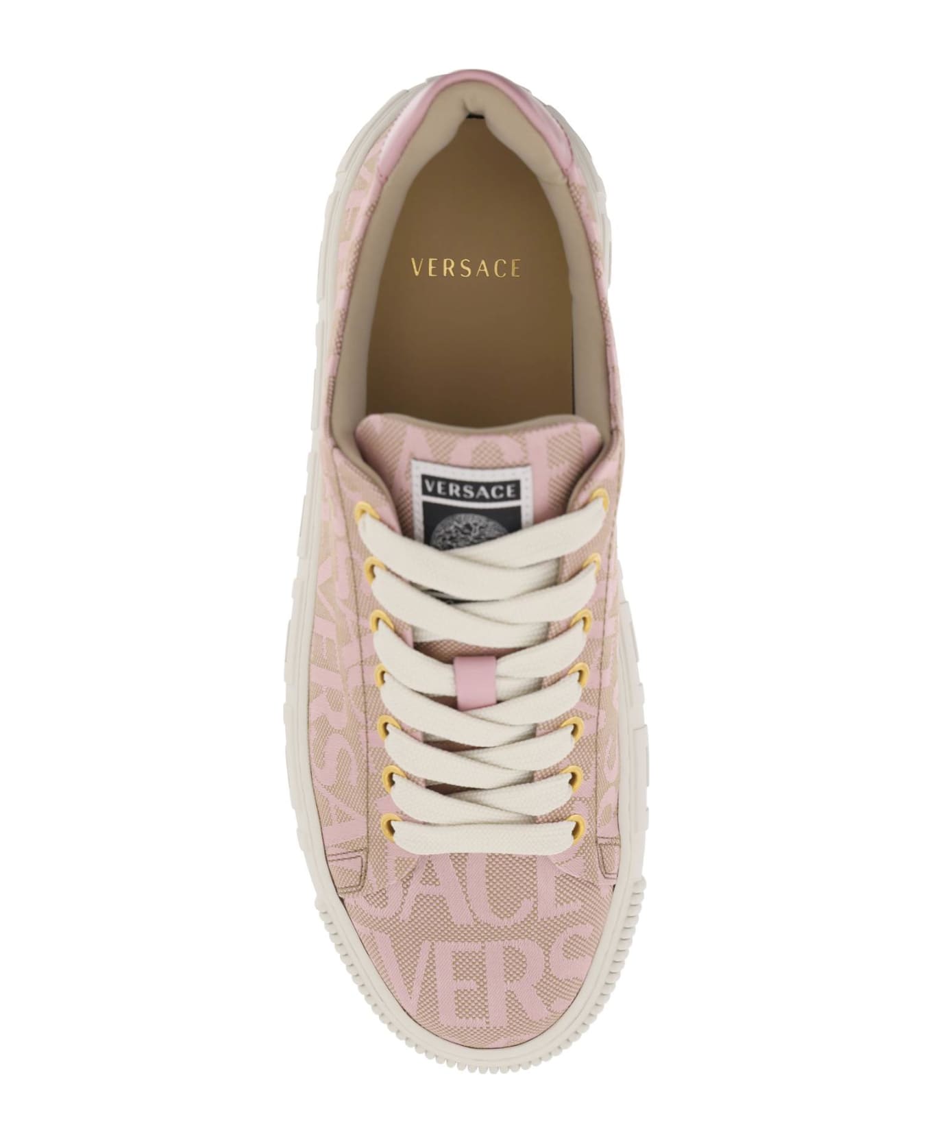 Versace Sneaker With Logo All-over - BEIGE BABY PINK NEW VERSA (Beige)
