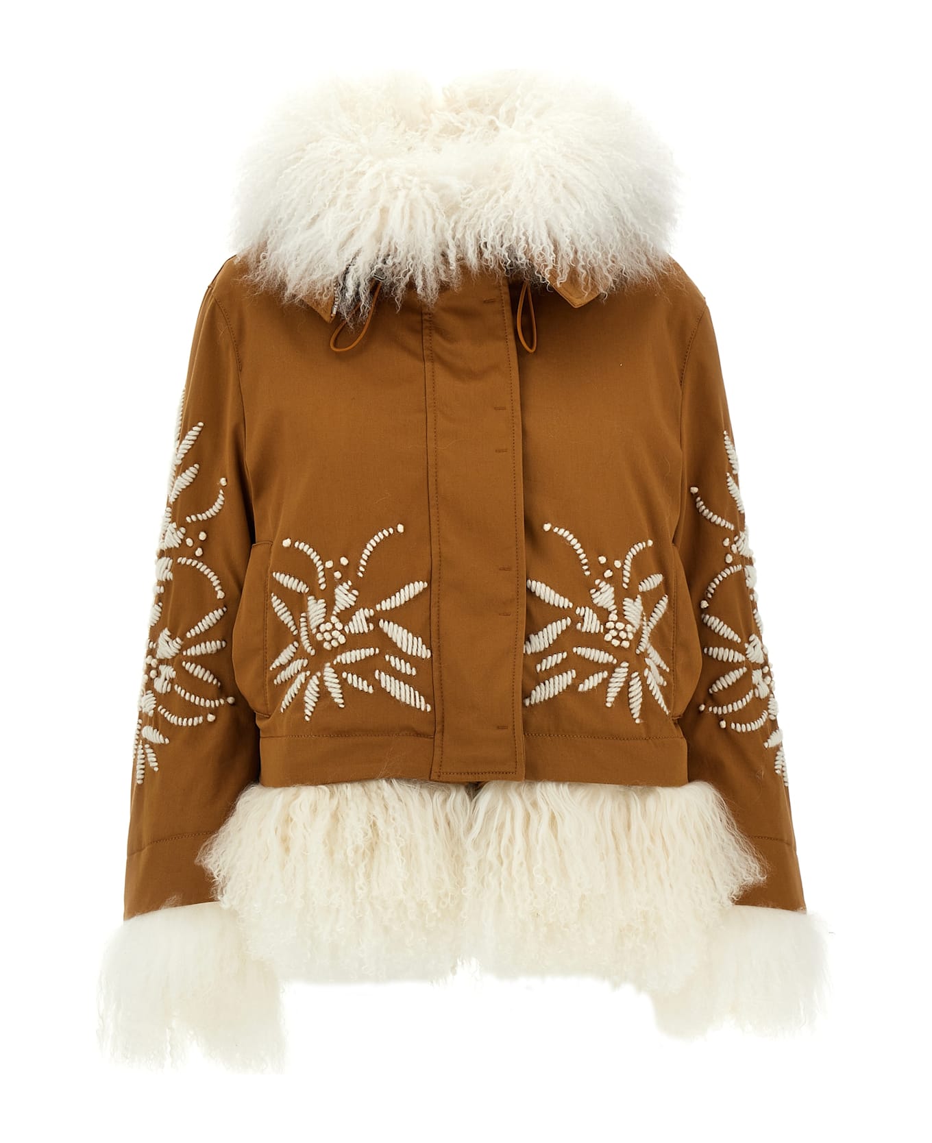 Ermanno Scervino Fur Embroidery Parka - Brown