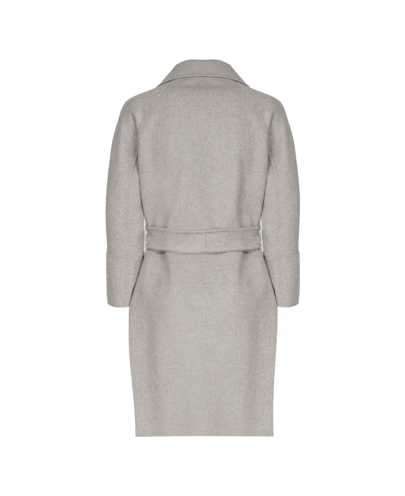 
S Max Mara Arona Belted Long-sleeved Coat - GREY