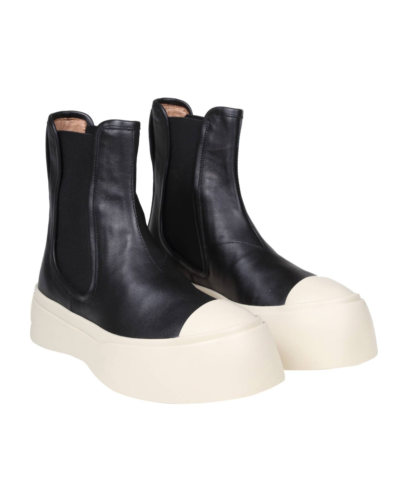 Marni Chelsea Ankle Boots In Black Nappa - Nero