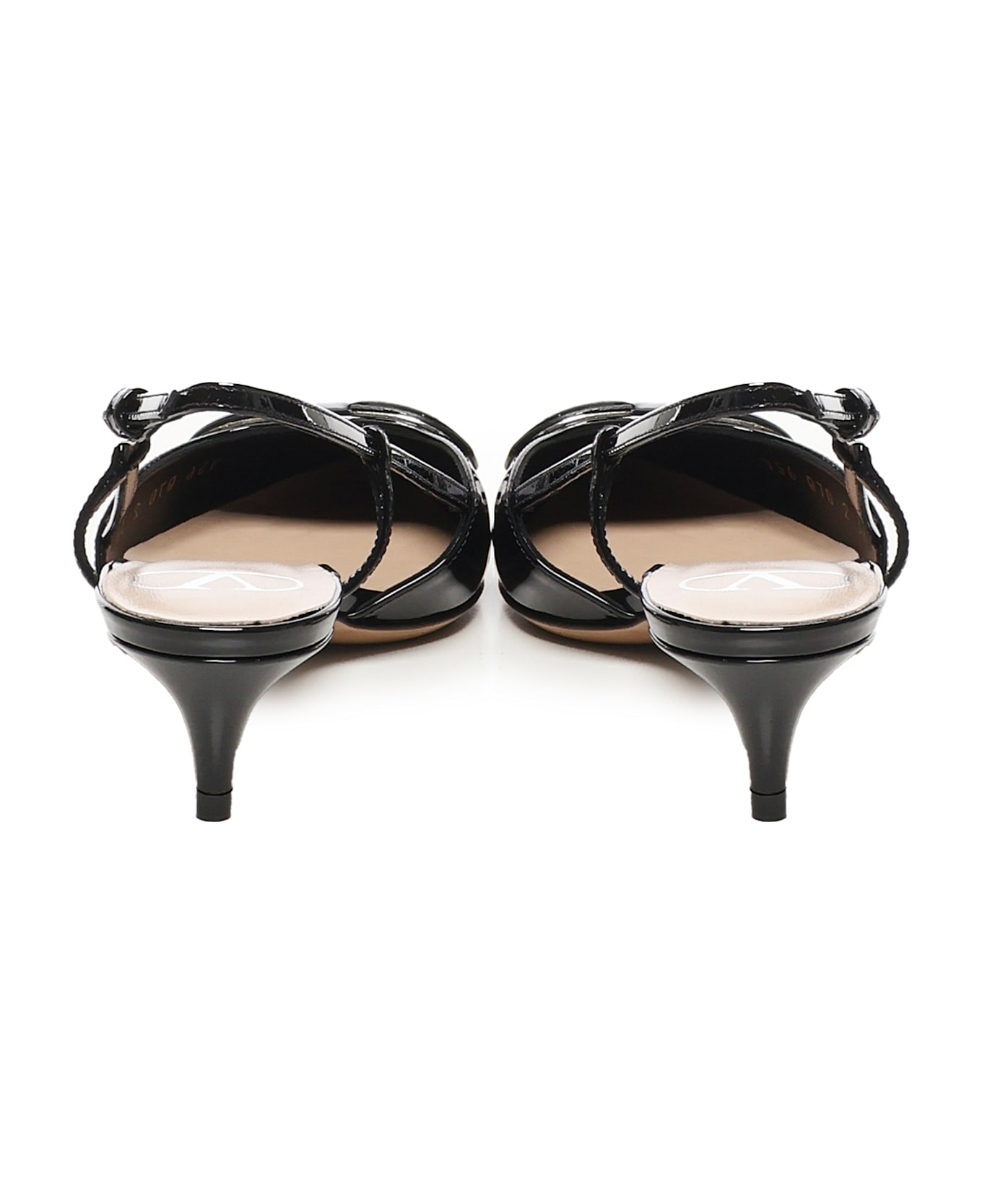 Valentino Garavani Vlogo Signature Patent Leather Slingback Décolleté - Black