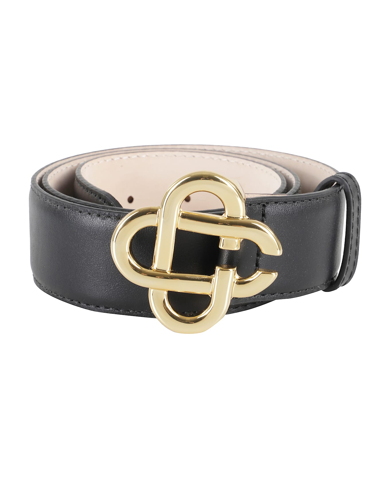 Casablanca Cc Logo Leather Belt - Black