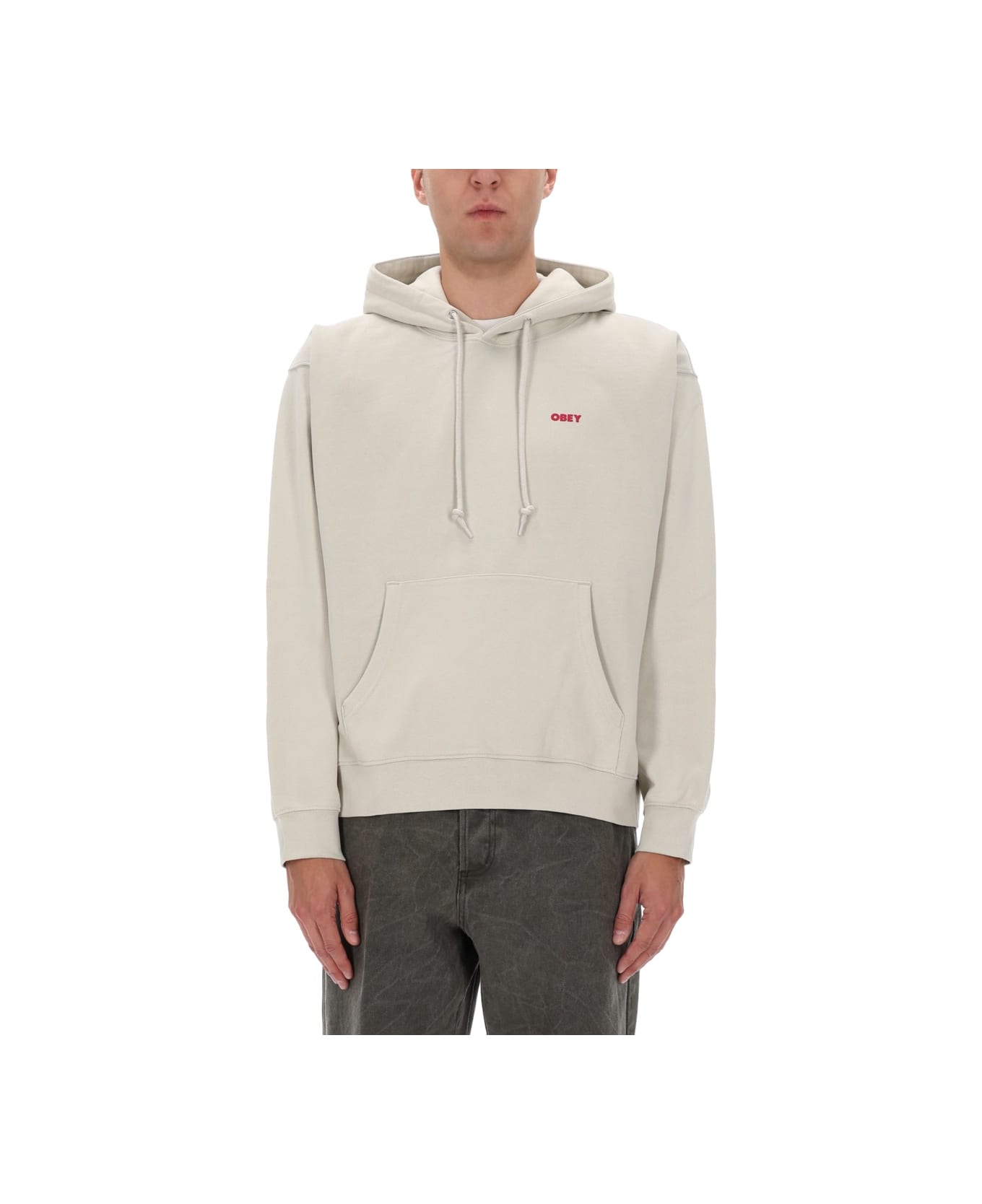 Obey Sweatshirt With Logo And Print - BEIGE