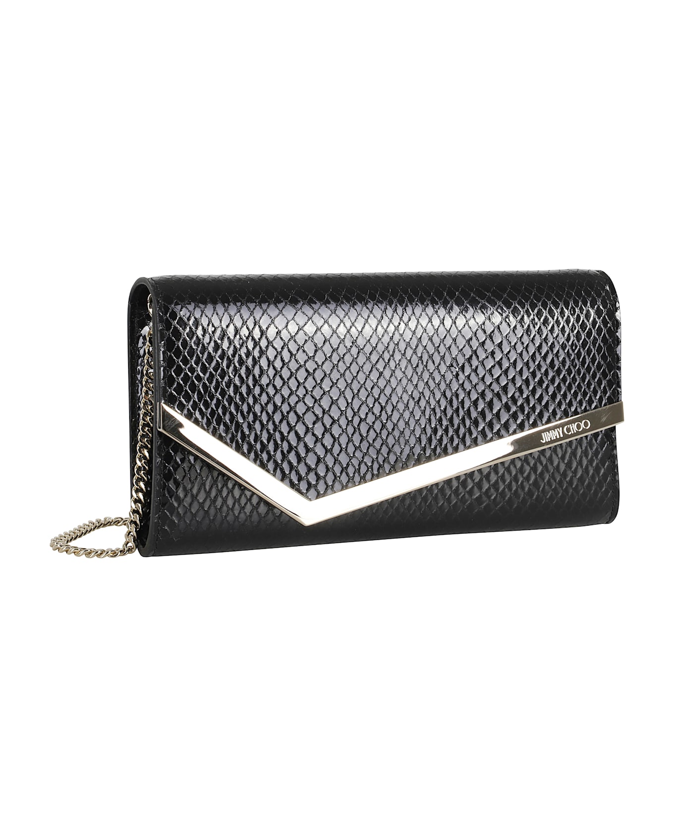 Jimmy Choo Shiny Snaje Printed Leather - Black Light Gold