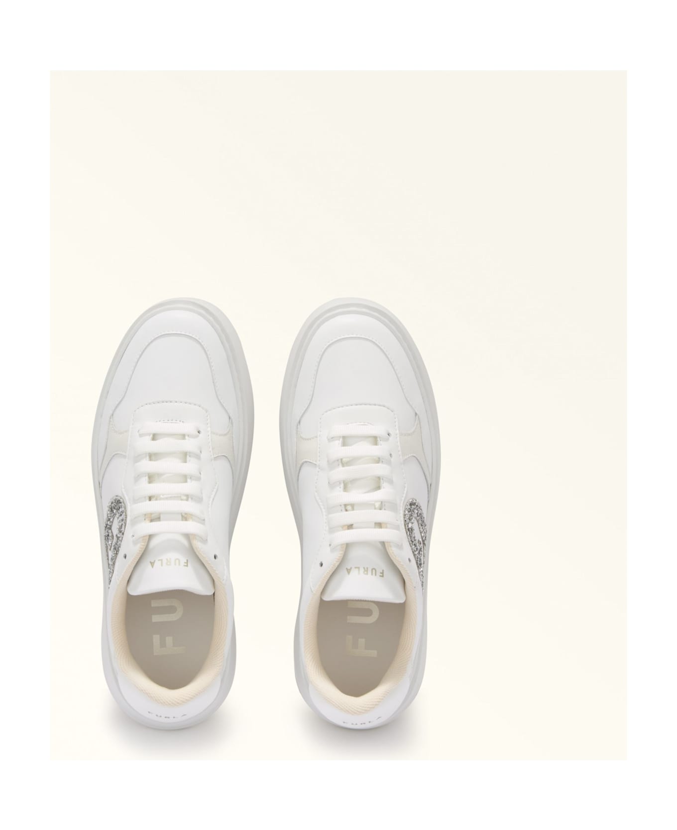 Furla Leather Sneakers White Color - Talc