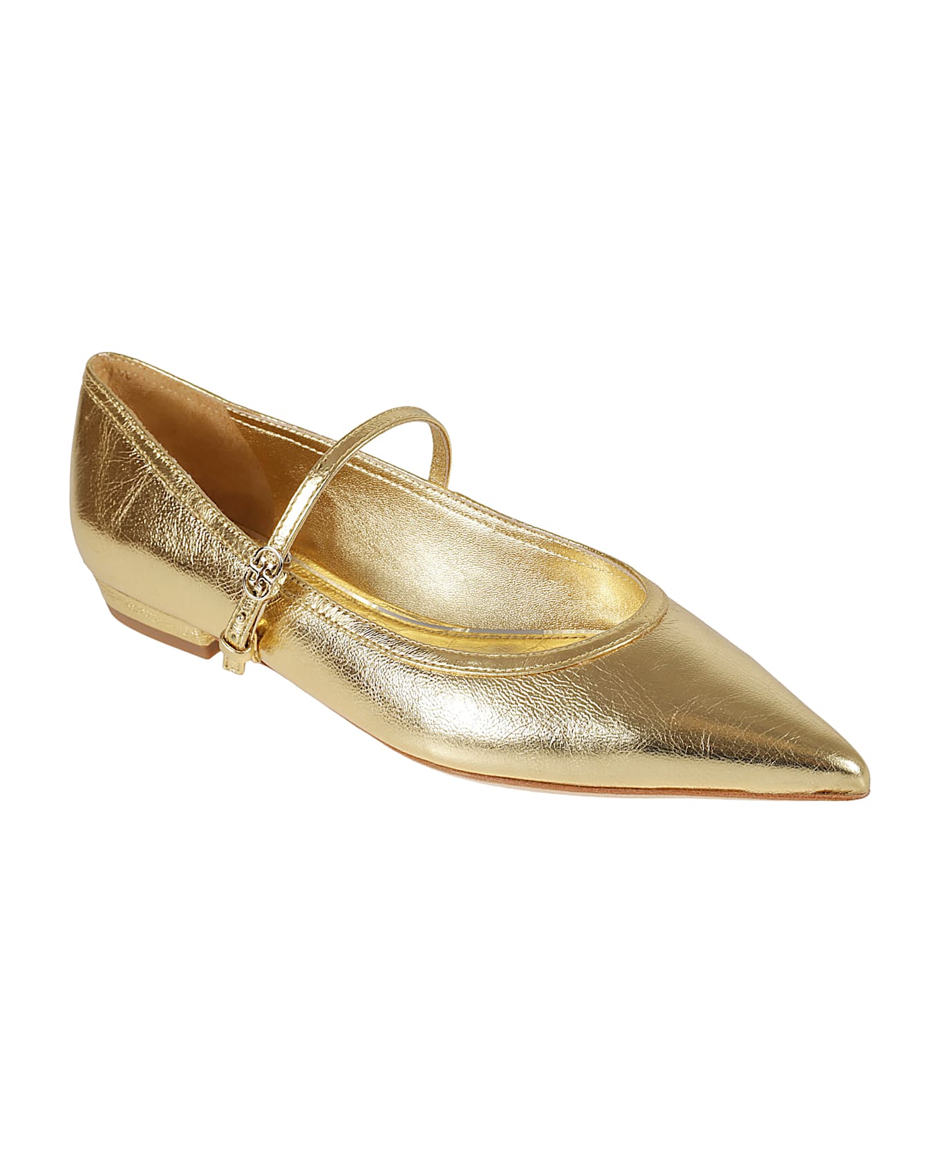 Tory Burch Double T Buckel Mary Jane Ballerinas - Gold Rush