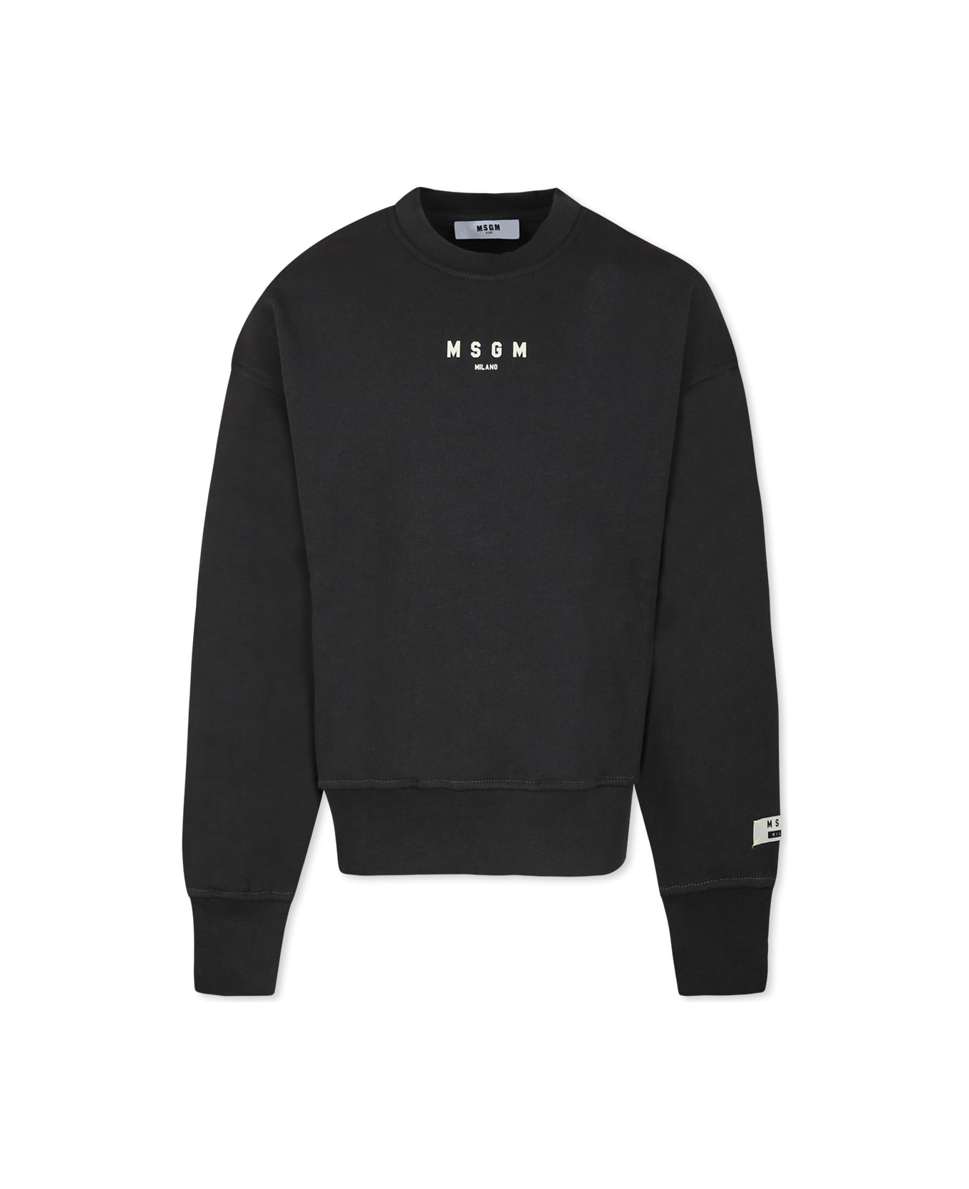 MSGM Black Sweatshirt For Kids With Logo - Grey ニットウェア＆スウェットシャツ