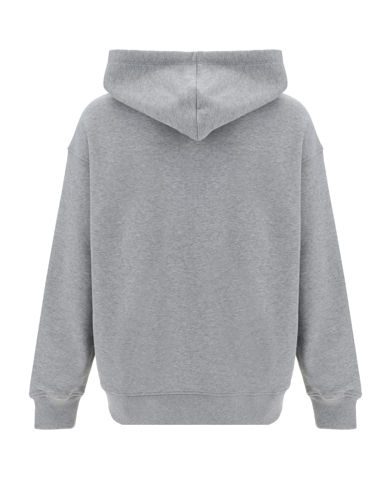 Valentino Logo Plaque Drawstring Hoodie - Grigio Melange