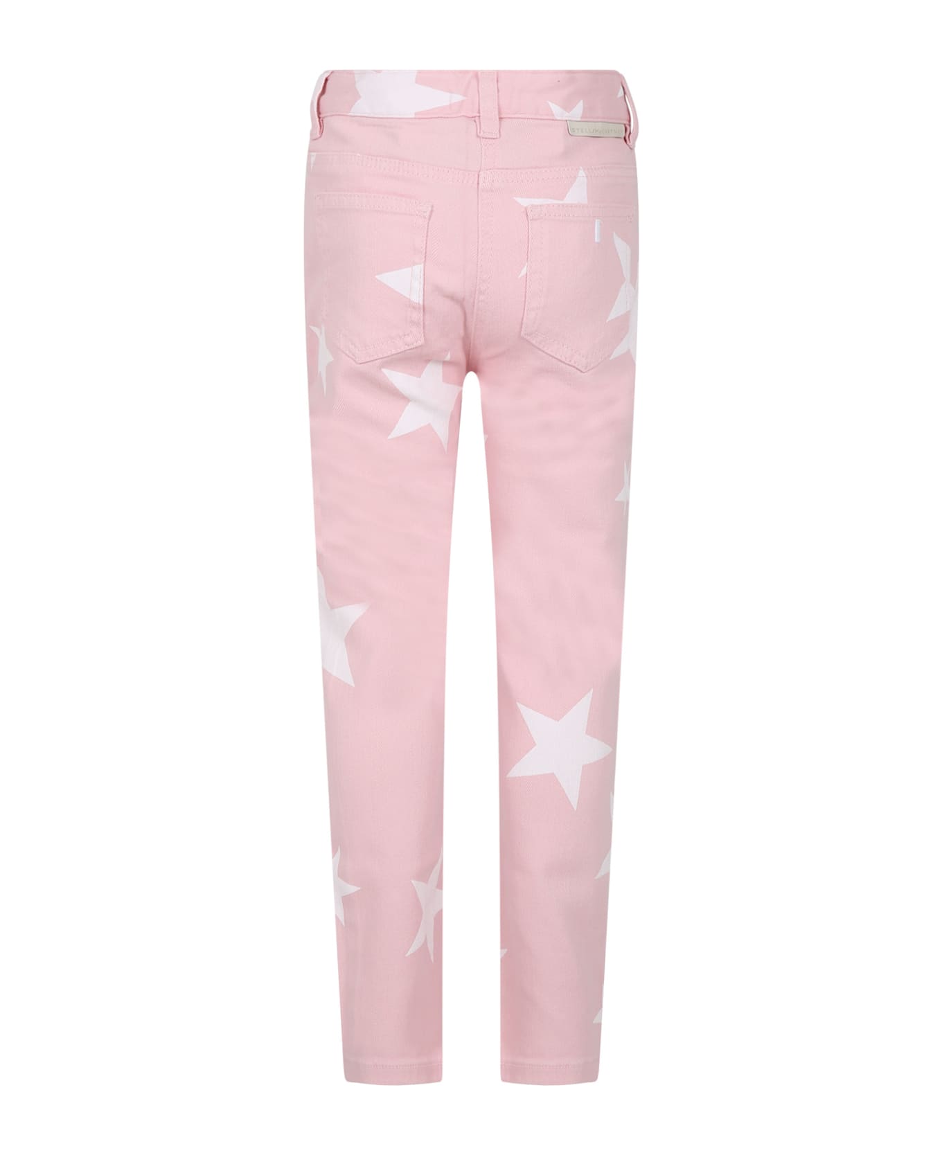 Stella McCartney Kids Pink Jeans For Girl With Stars And Logo - Pink