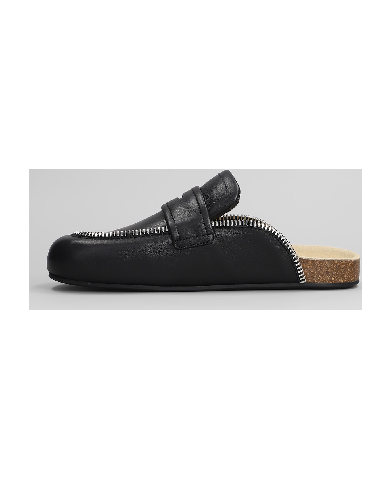 J.W. Anderson Biker Loafer Slipper-mule In Black Leather - black