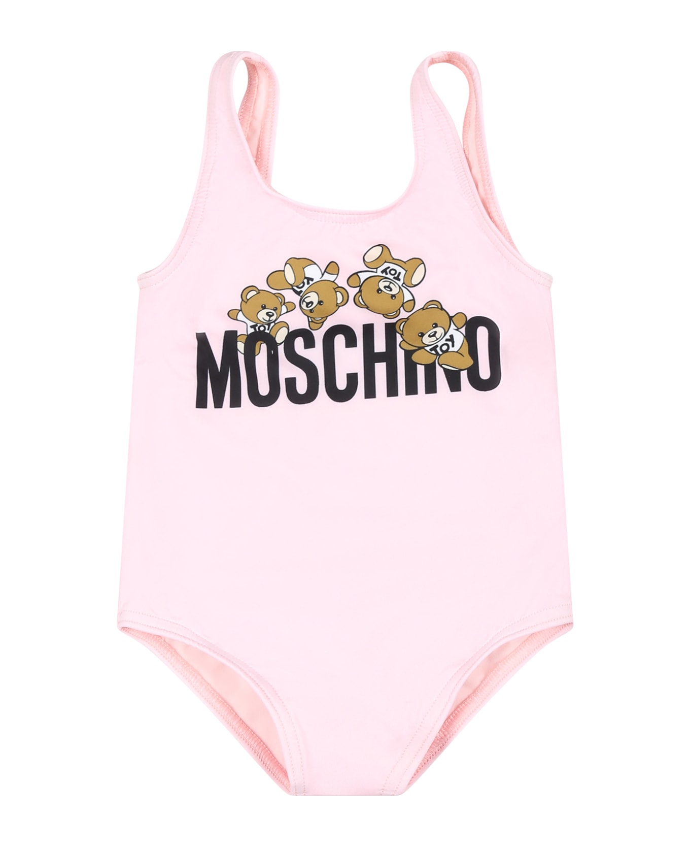 Moschino Pink Swimsuit For Baby Girl With Teddy Bears - Pink
