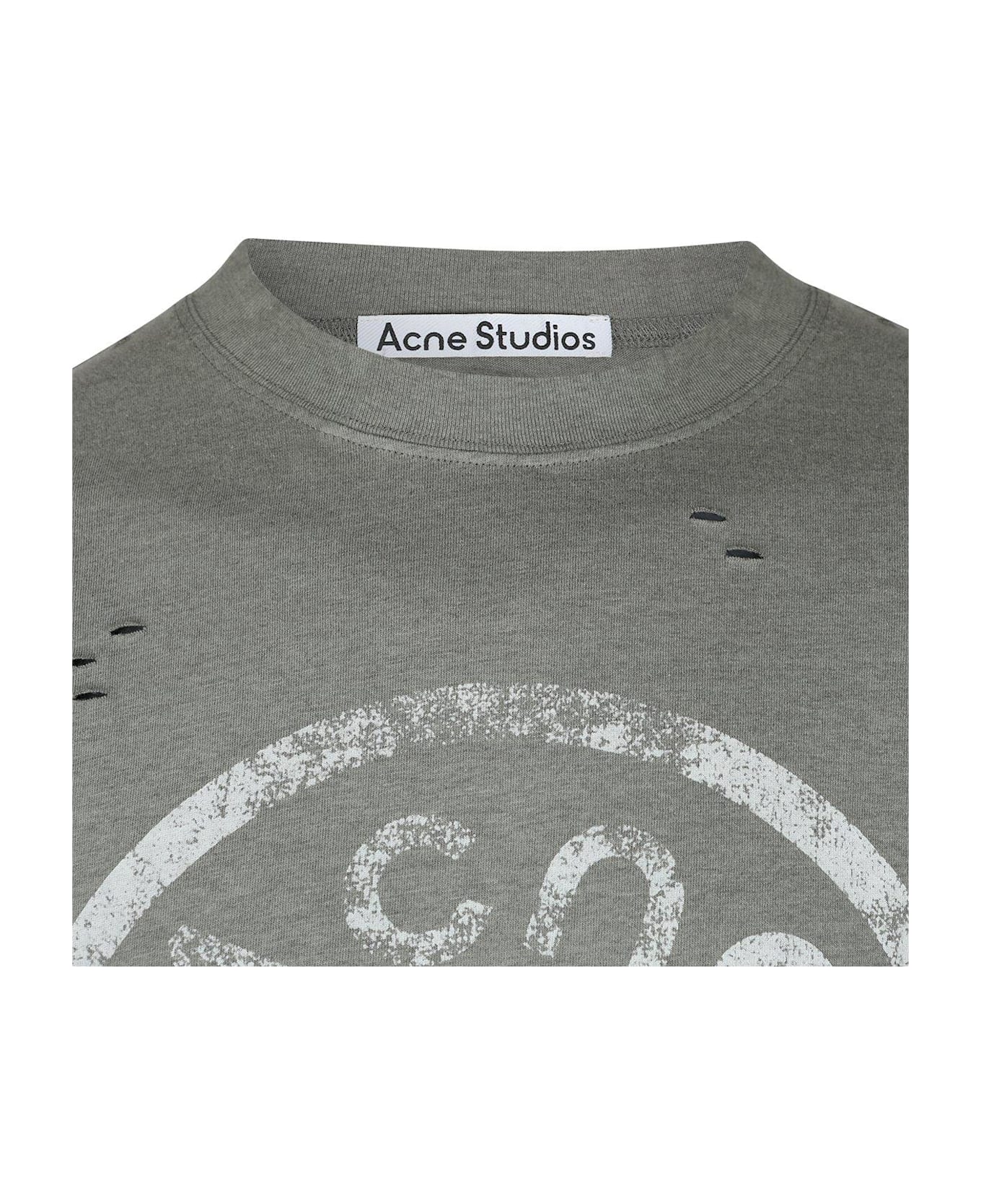 Acne Studios Logo Printed Crewneck T-shirt - Bca Moss Green