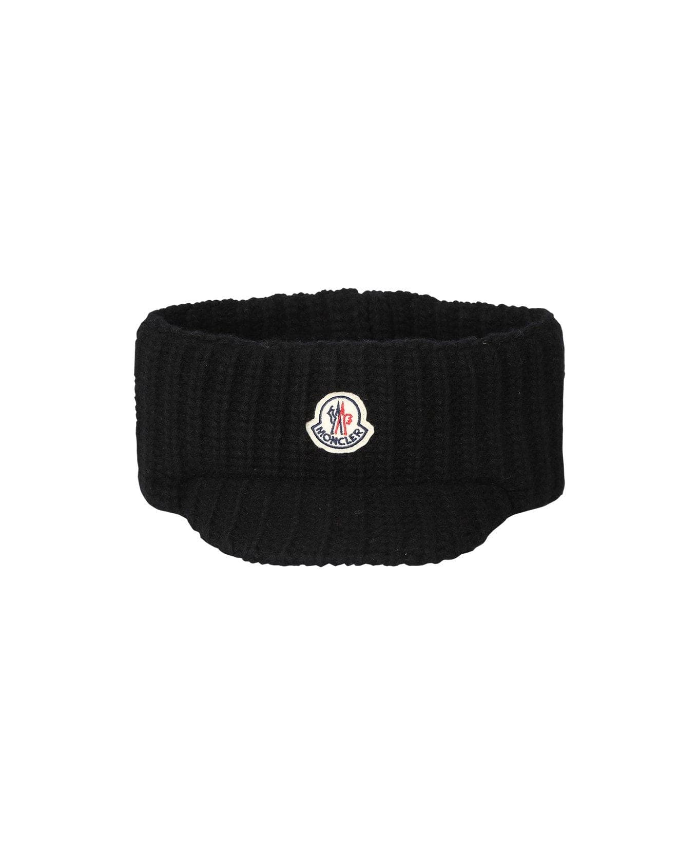 Moncler Grenoble Logo Patch Knitted Visor - Black 帽子