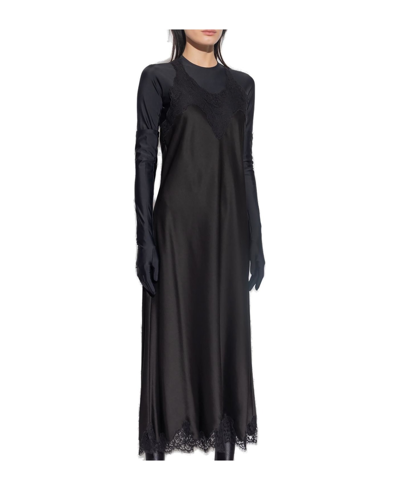 Balenciaga Satin Strappy Midi Dress - Black ランジェリー＆パジャマ