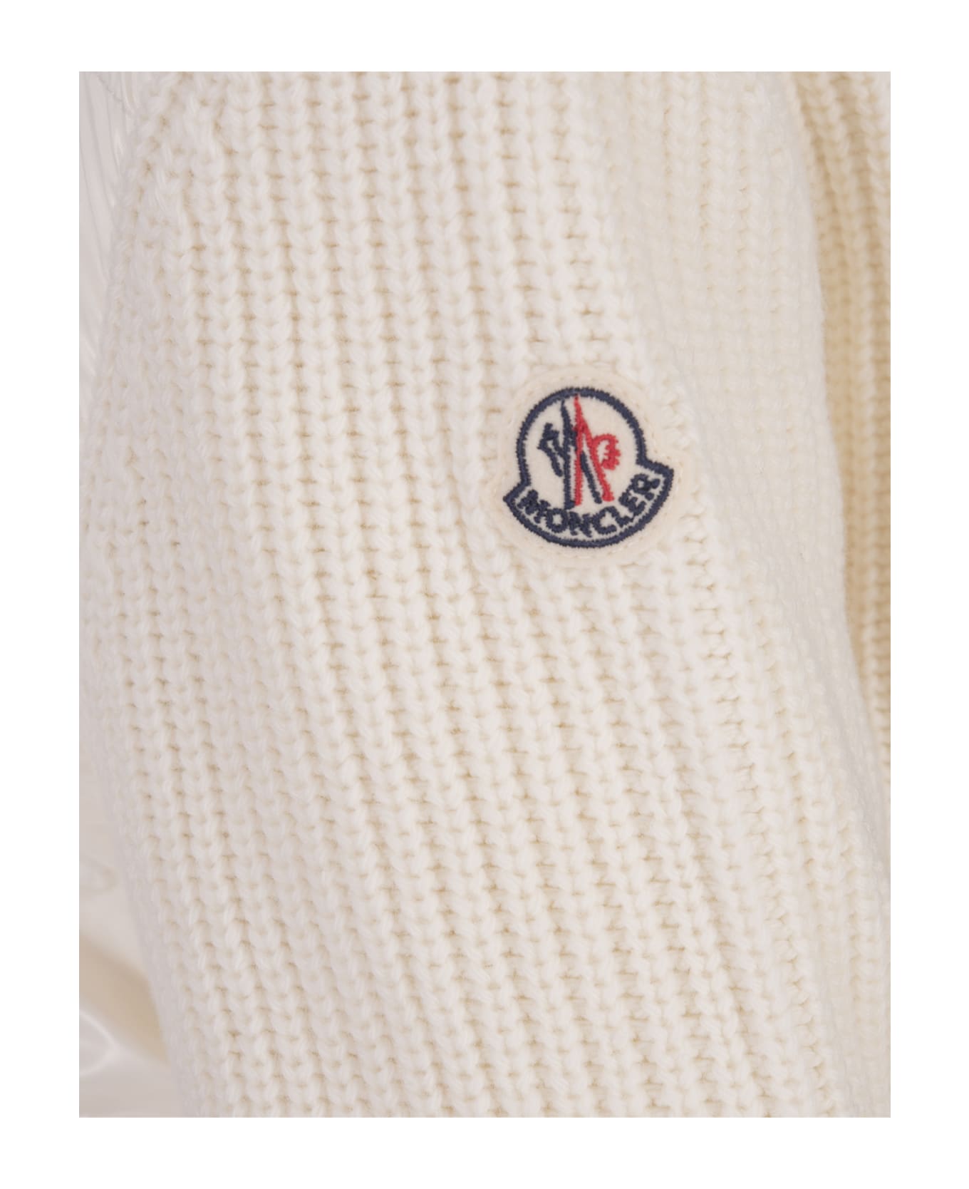 Moncler White Padded Cardigan In Wool - White