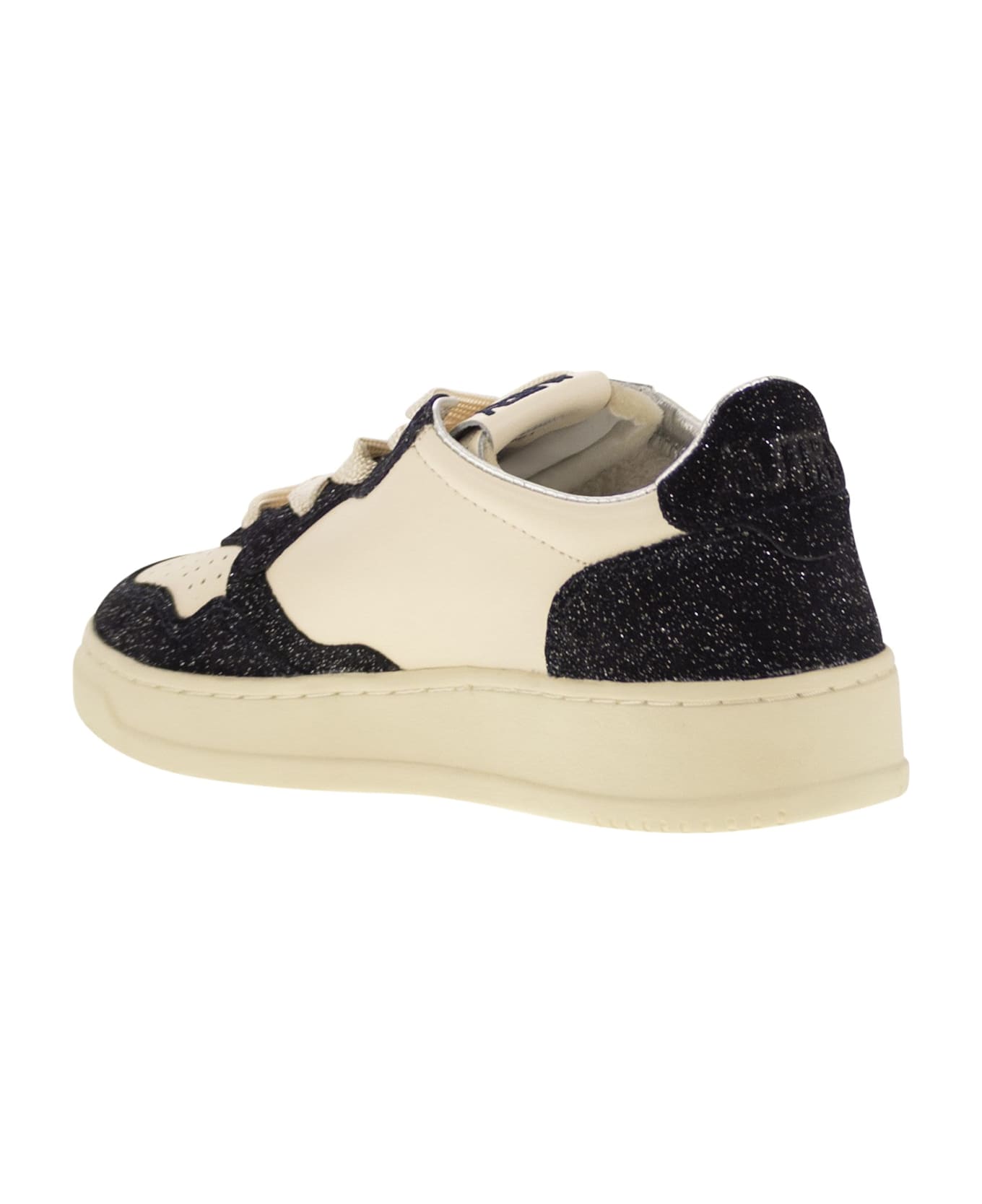 Autry Medalist Low - Sneakers With Two-tone Glitter - White/black