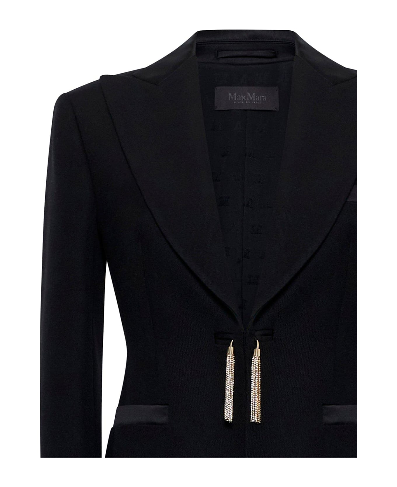 Max Mara Pianoforte Tassel Detailed Collared Jacket - Black