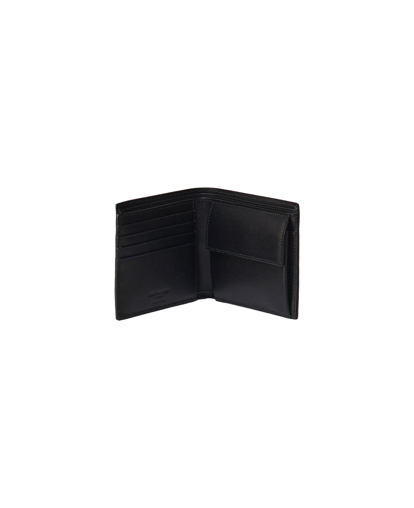 Saint Laurent Bifold Wallet With Logo - Black