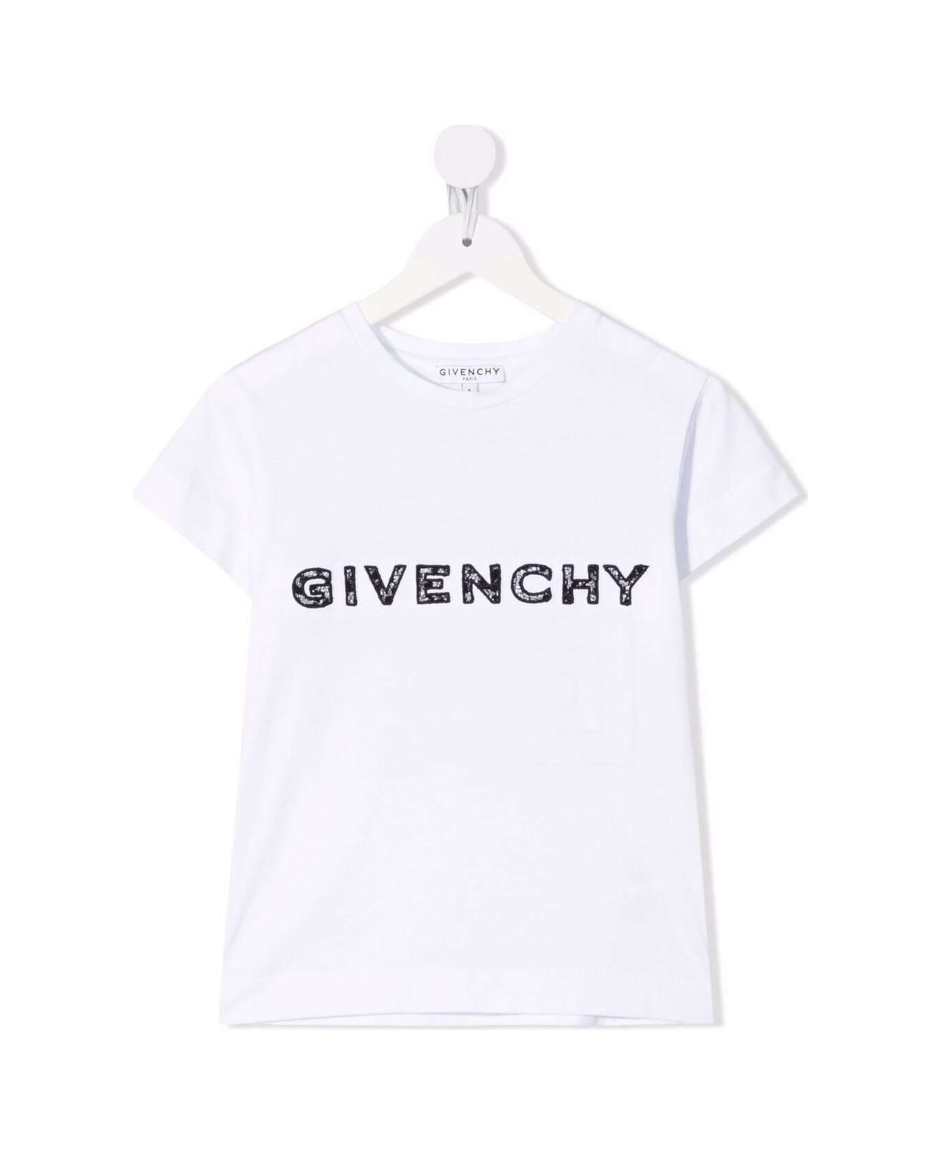 Givenchy Girl Cotton White T-shirt With Lace Logo - White