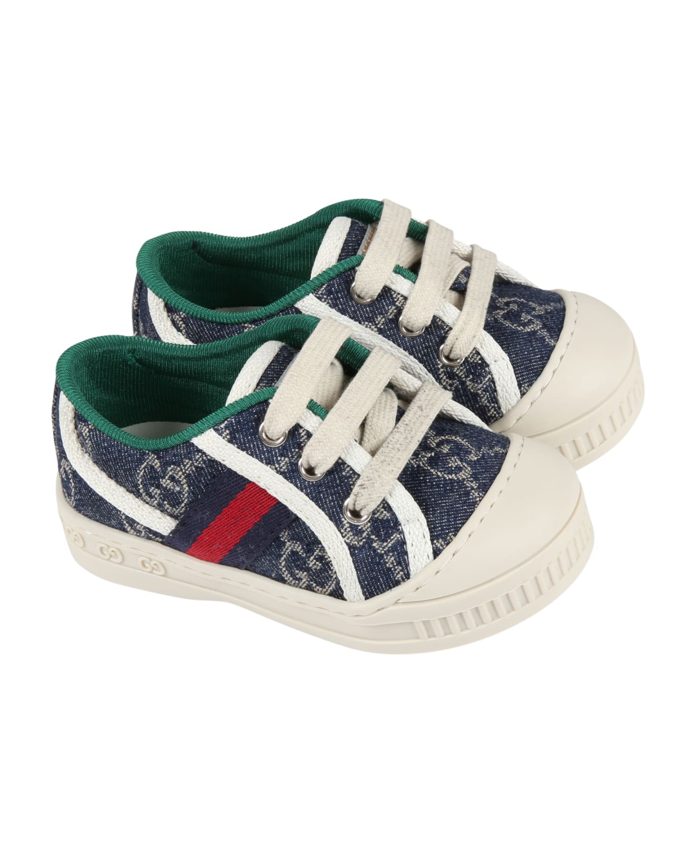 Gucci Blue Sneakers For Kids With Double Gg