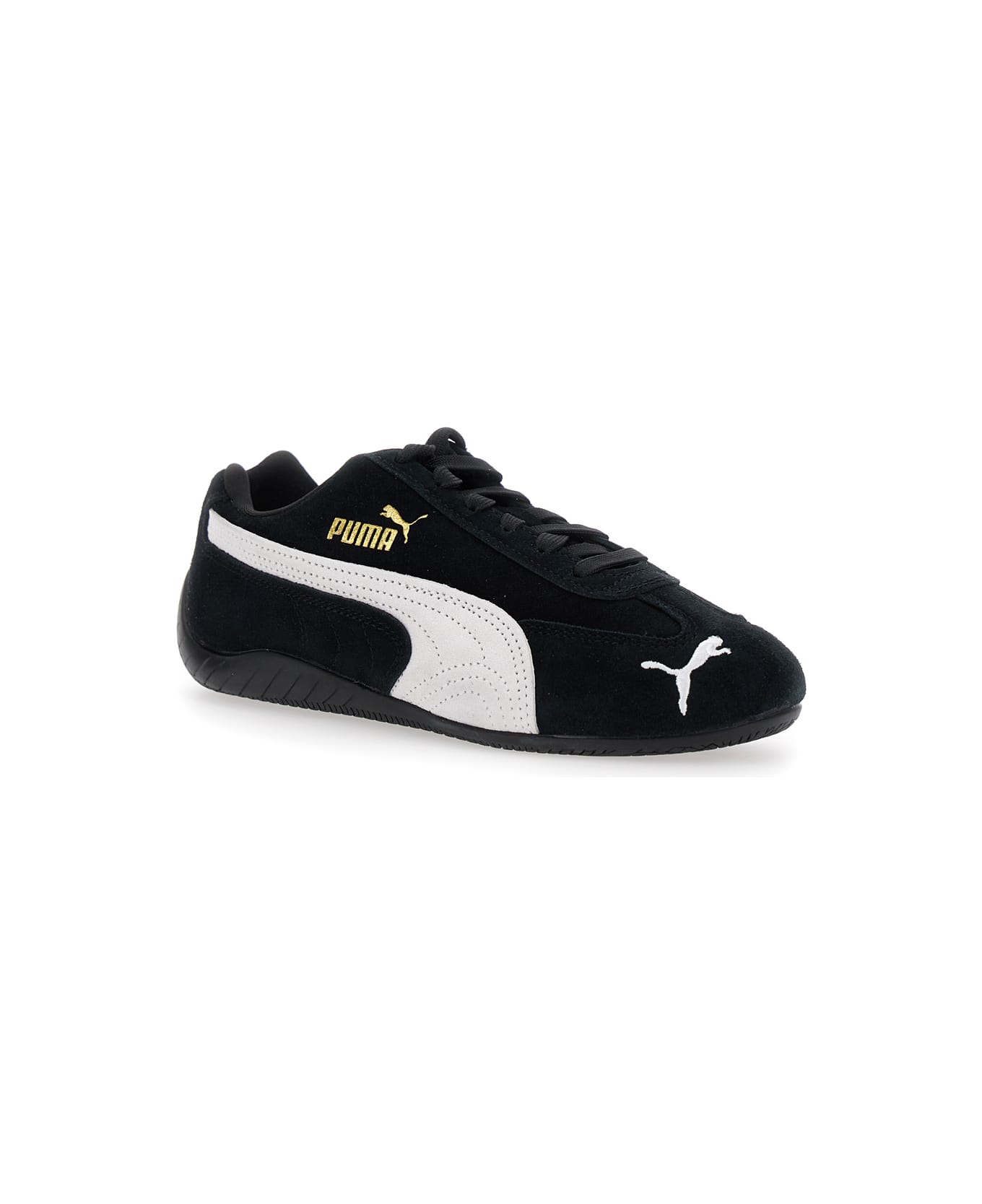 Puma 'speedcat' Black Sneakers With Logo Print On The Side And Logo Lettering On The Side In Leather Unisex - Black
