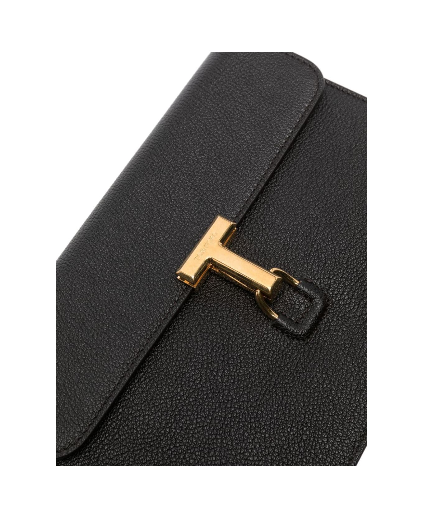 Tom Ford Shiny Grain Goat Monarch Portfolio - Dark Brown