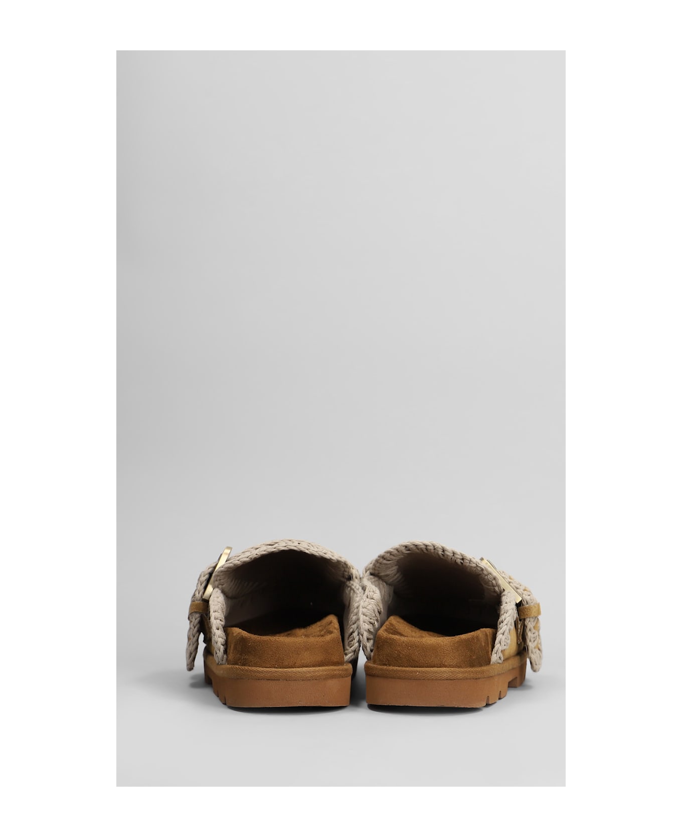 Mou Low Bio Sabot Slipper-mule In Leather Color Suede - leather color