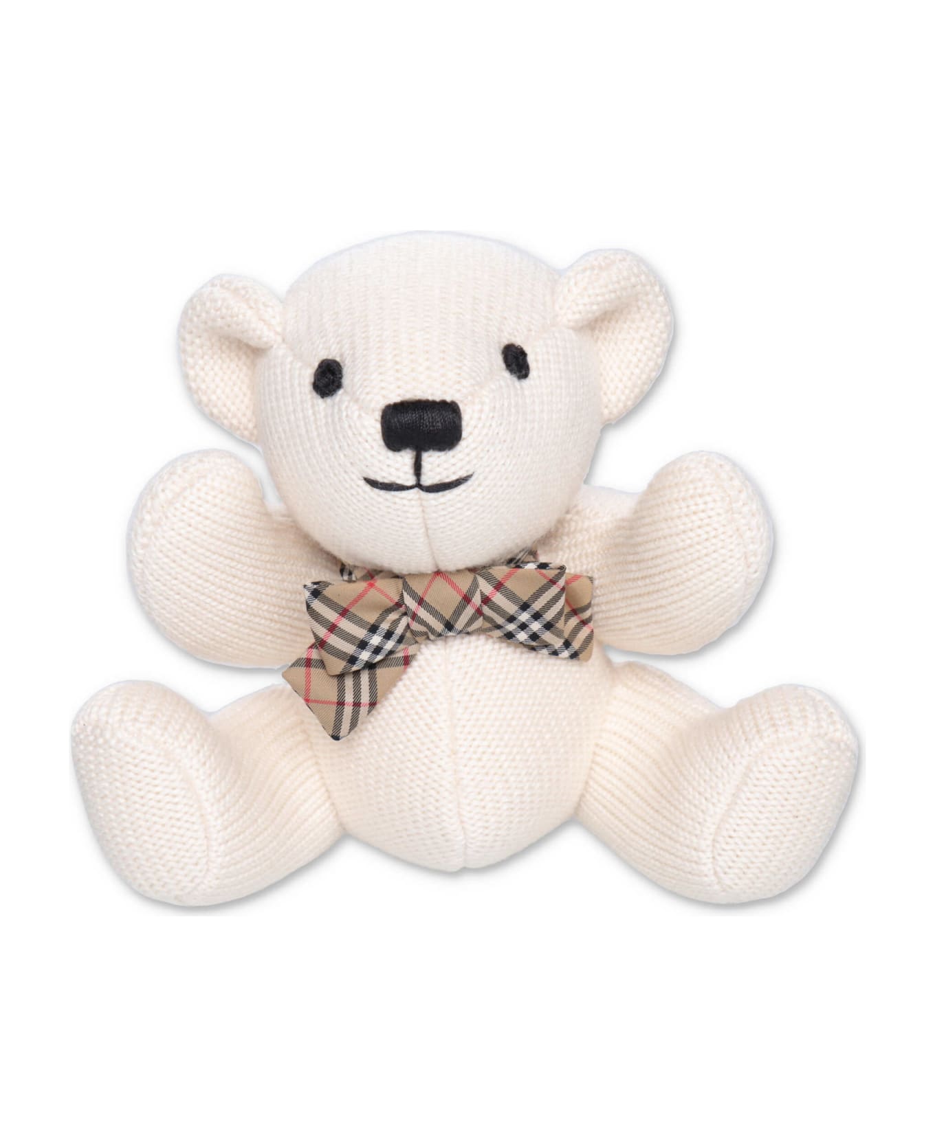 Burberry Peluche Teddy Bear Bianco In Maglia Di Lana Baby - Bianco