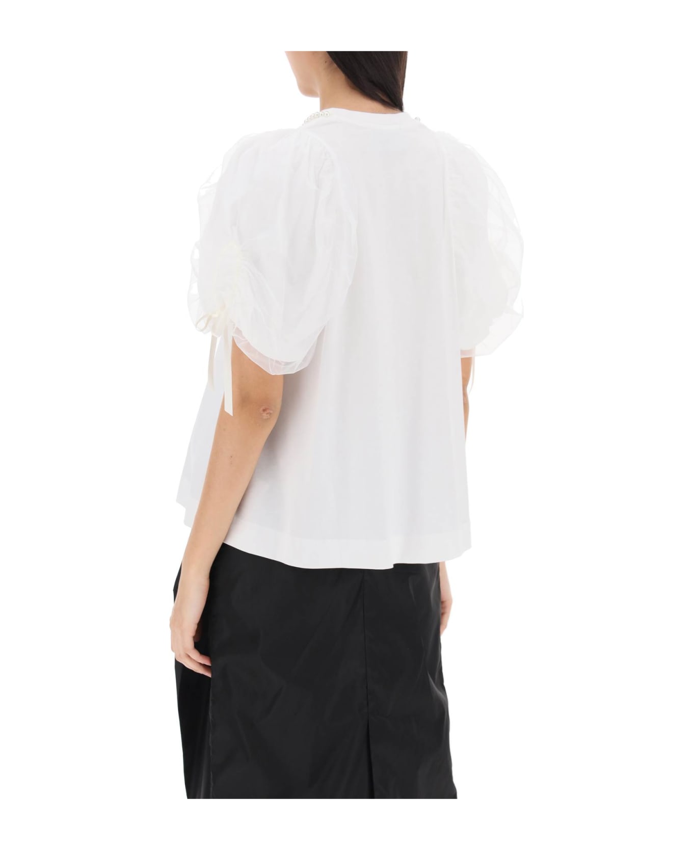 Simone Rocha Puff Sleeves T-shirt - WHITE PEARL (White) ポロシャツ